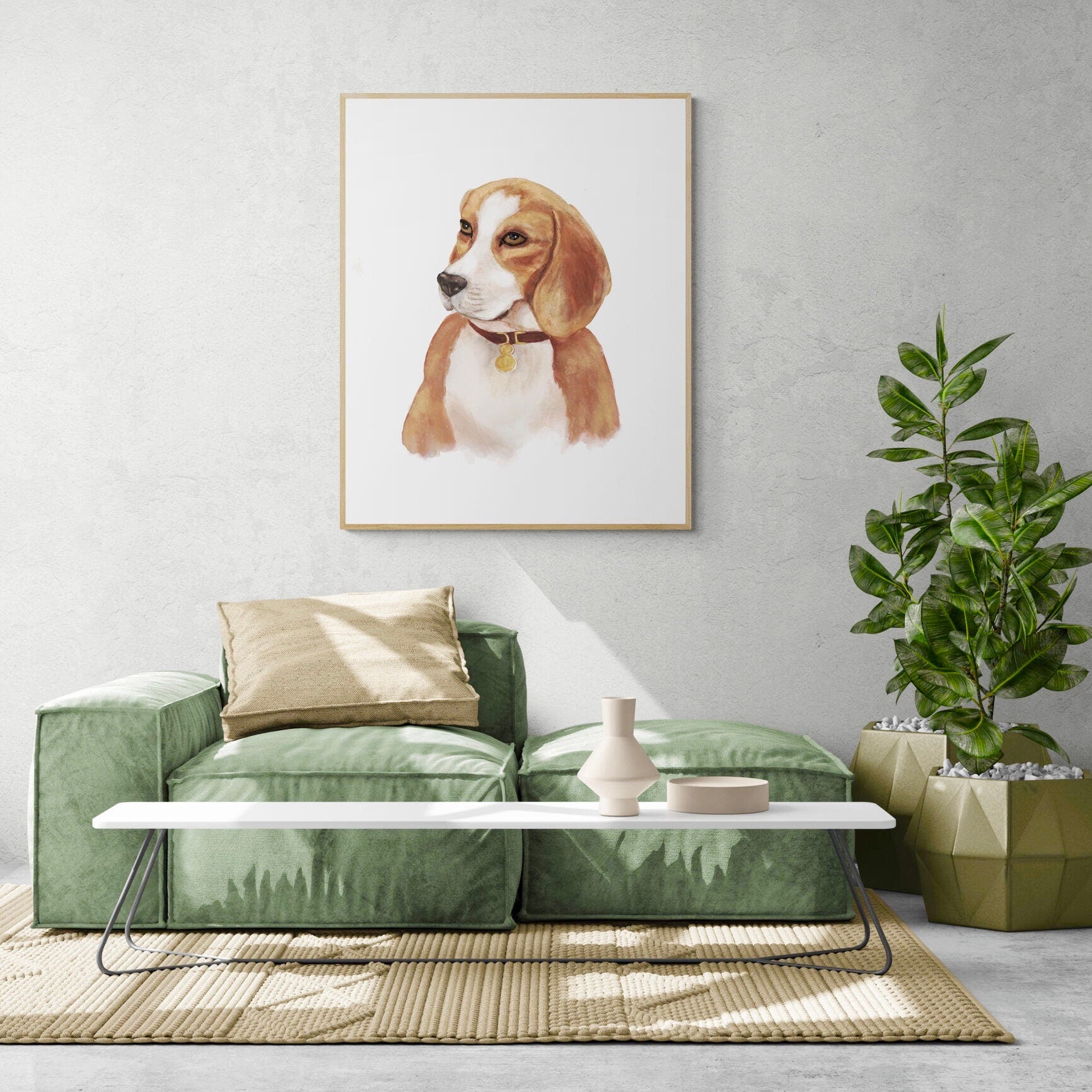 Beagle Dog Portrait Print - MerikaArt