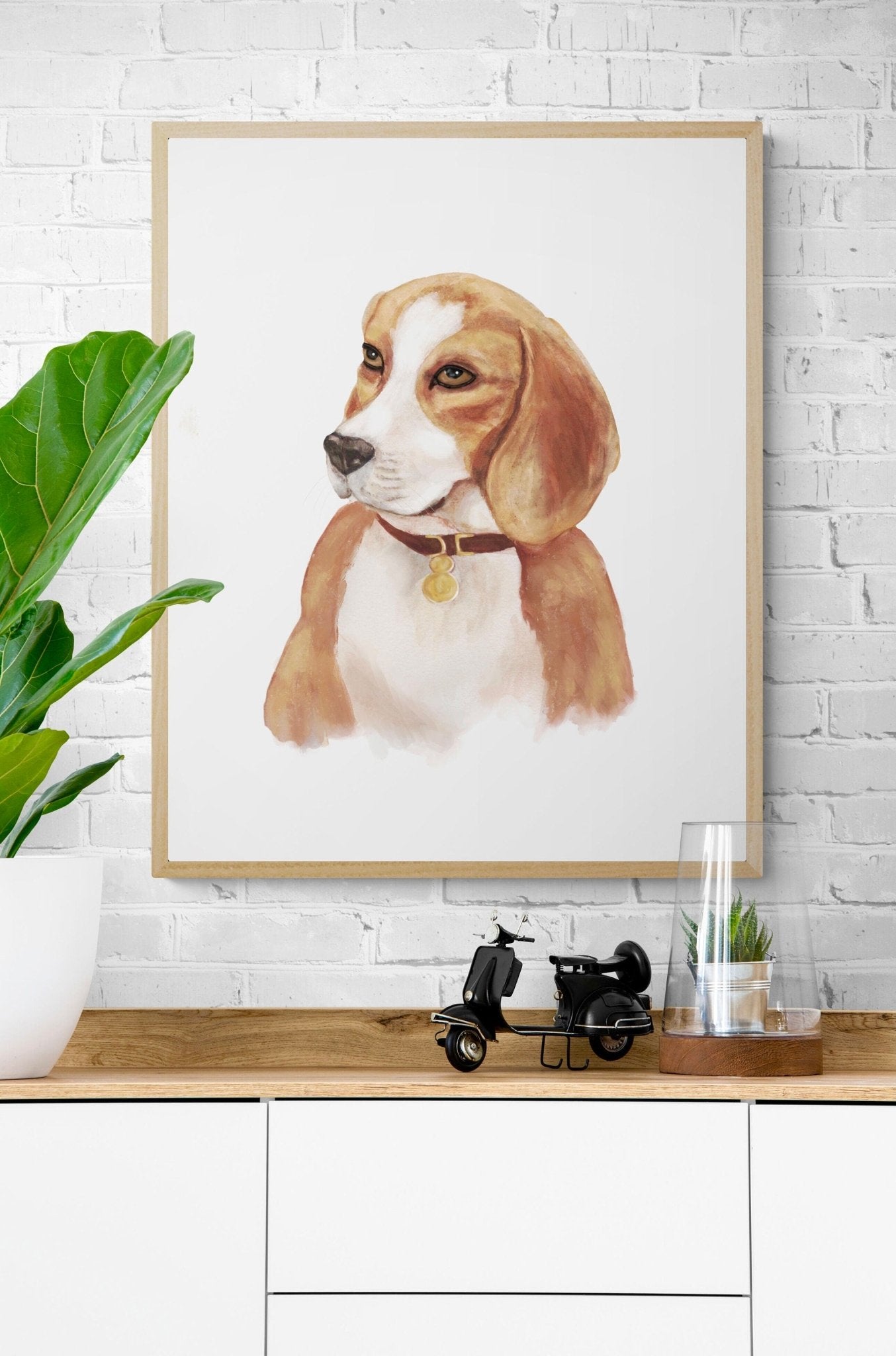 Beagle Dog Portrait Print - MerikaArt