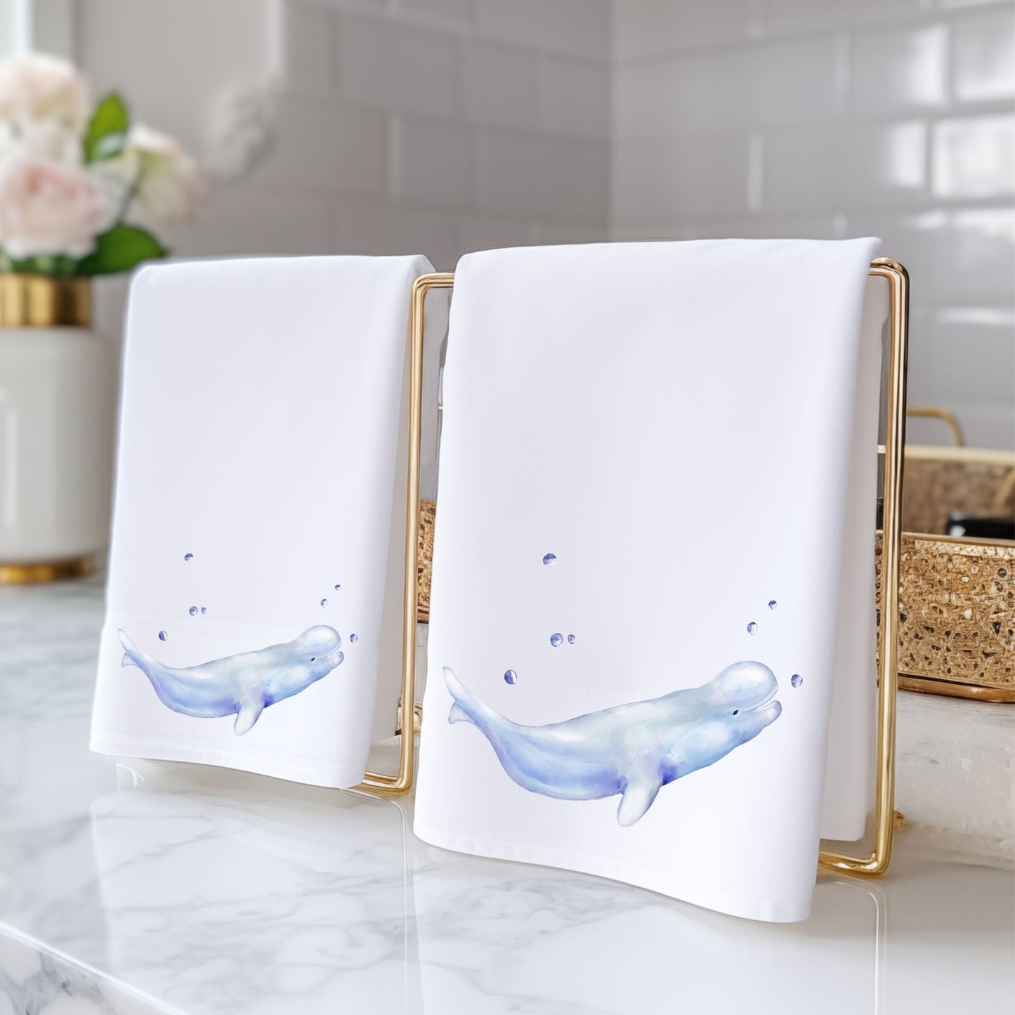 Beluga Whale Bathroom Towel - MerikaArt