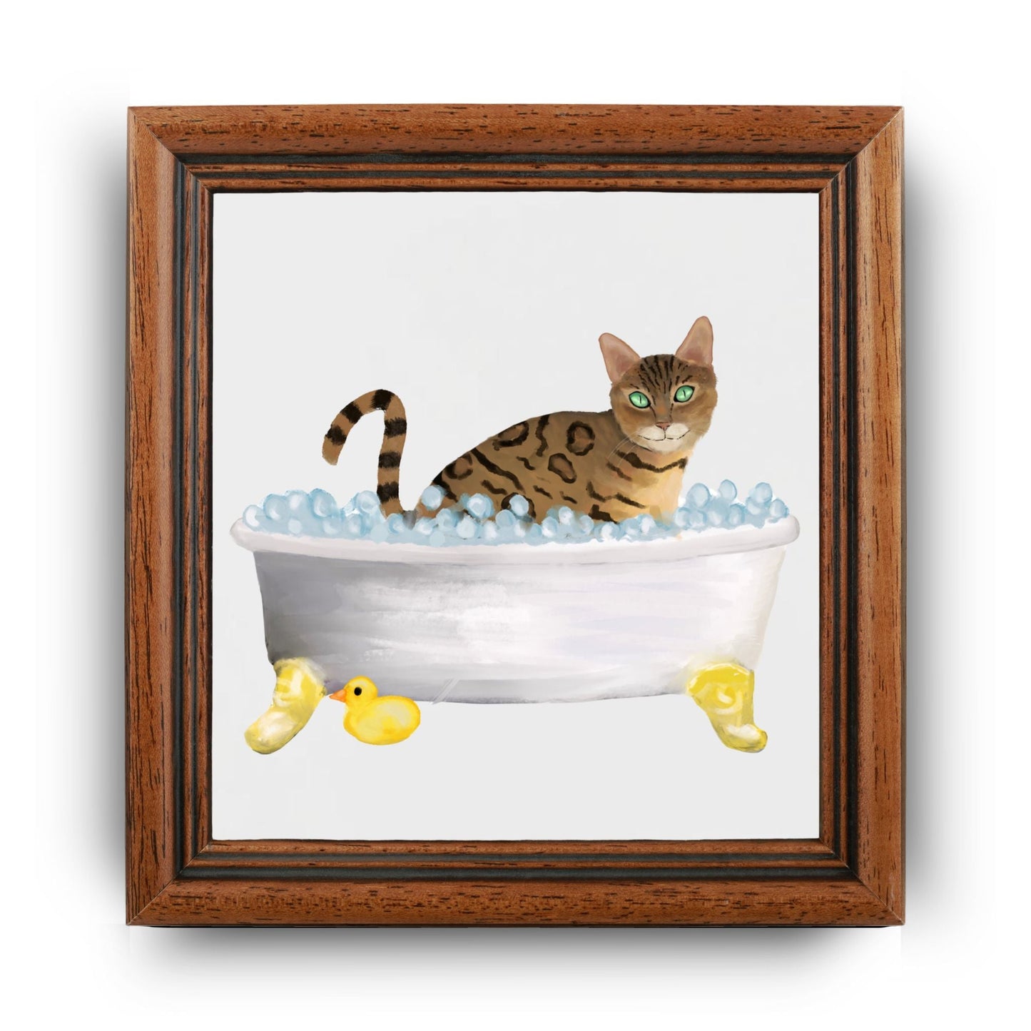 Bengal Cat in Bubble Bath Ceramic Tile - MerikaArt