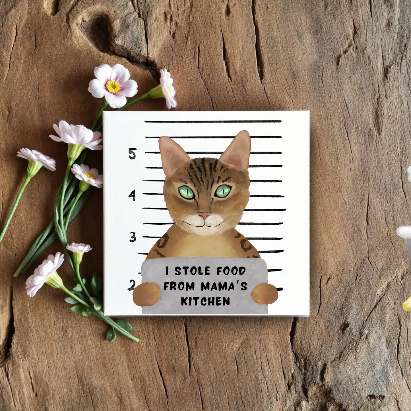 Bengal Cat Mugshot Ceramic Tile - MerikaArt