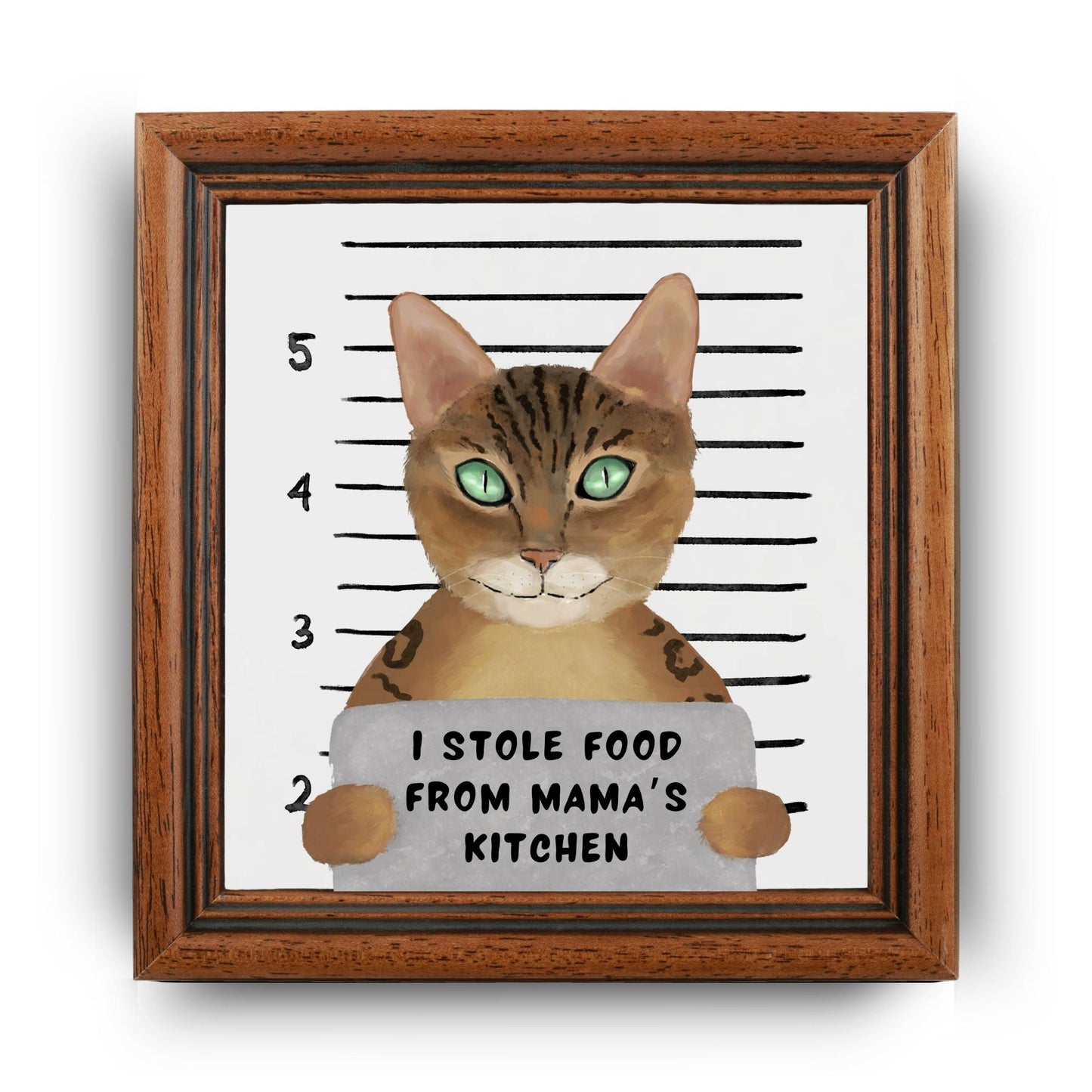 Bengal Cat Mugshot Ceramic Tile - MerikaArt
