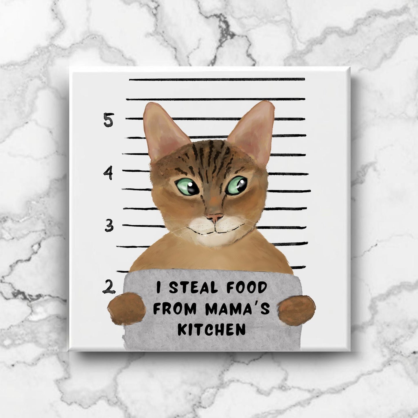 Bengal Cat Mugshot Ceramic Tile - MerikaArt