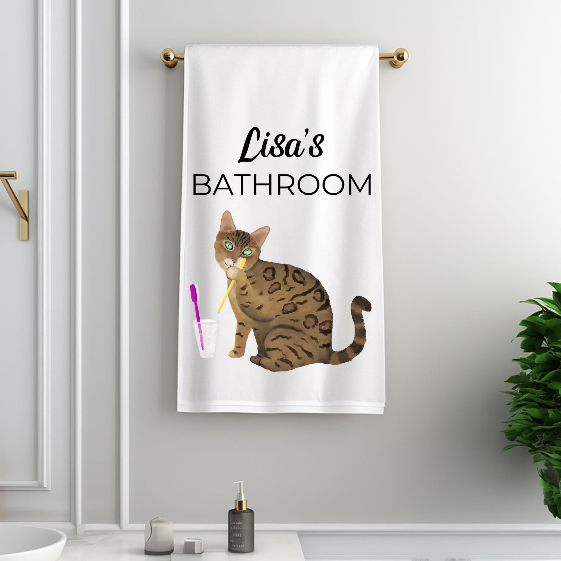 Bengal Cat Toothbrush BathroomTowel - MerikaArt