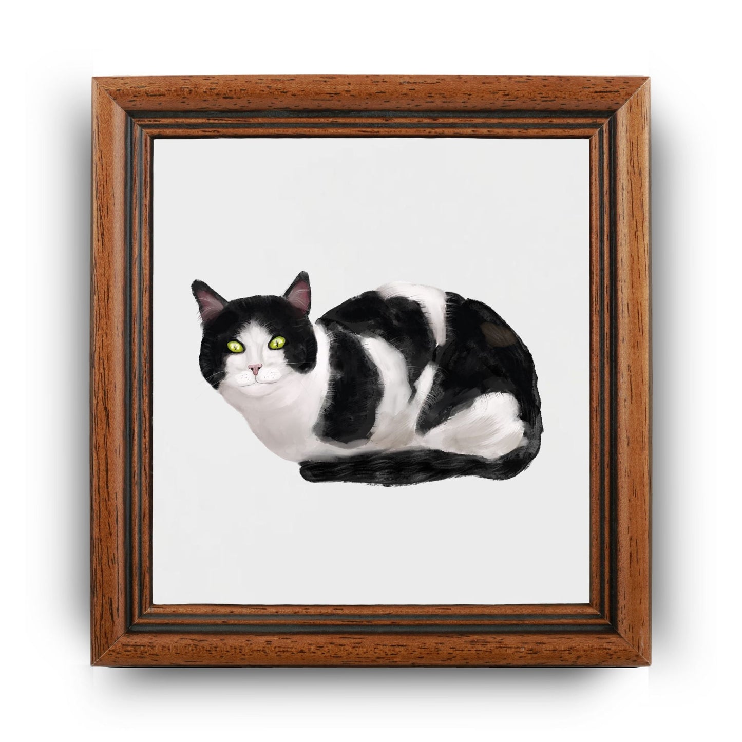Black and White Cat Ceramic Tile - MerikaArt