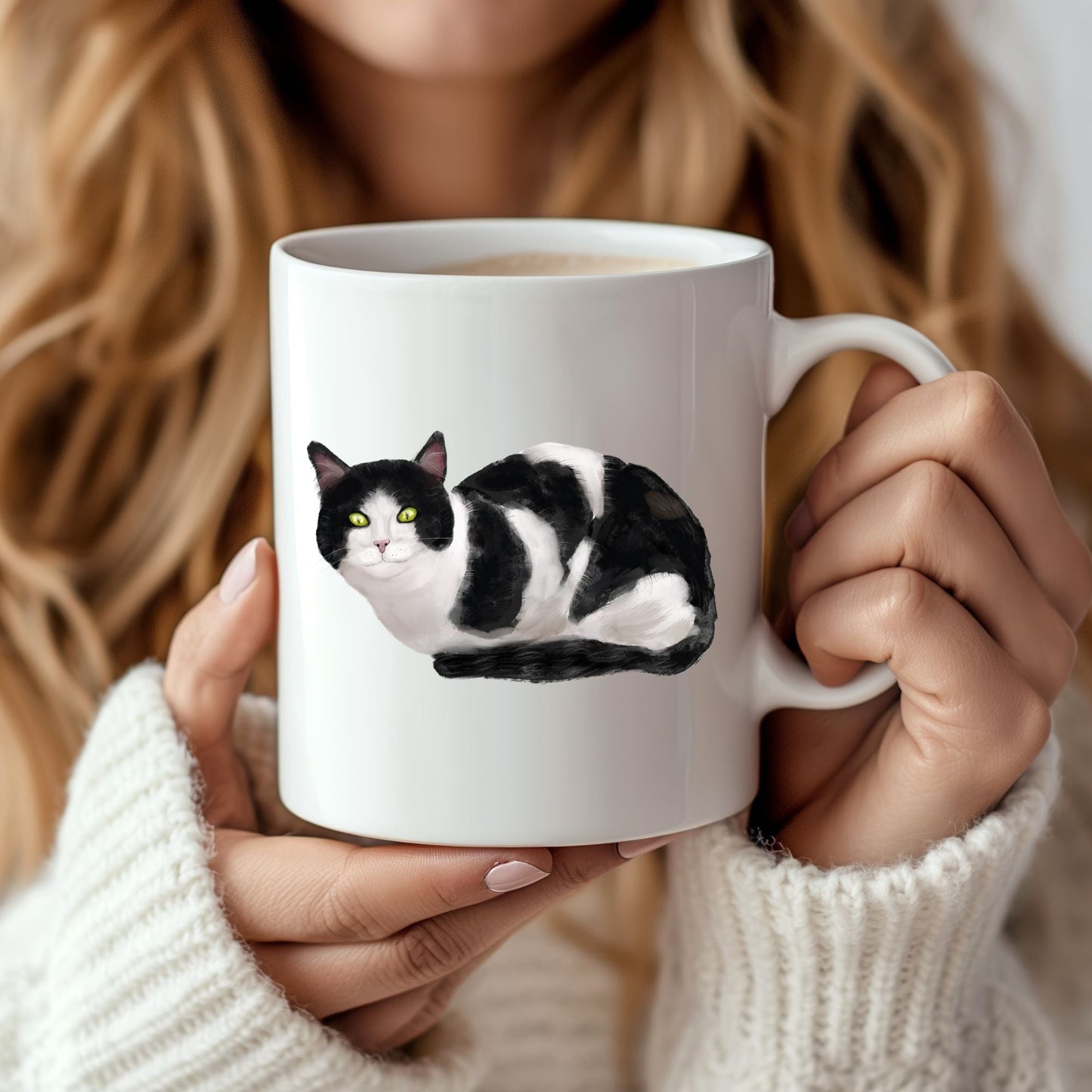 Black and White Cat Mug - MerikaArt