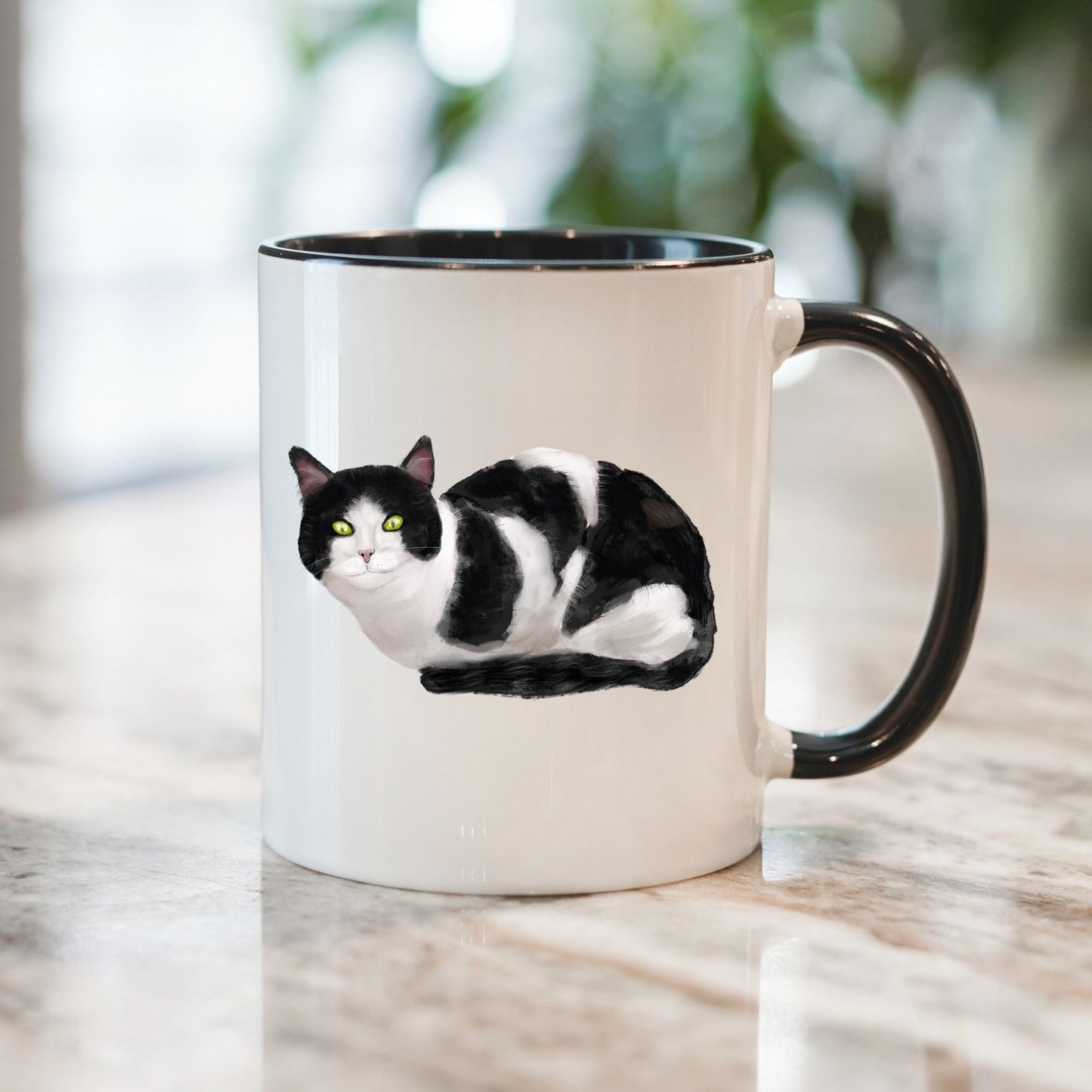 Black and White Cat Mug - MerikaArt