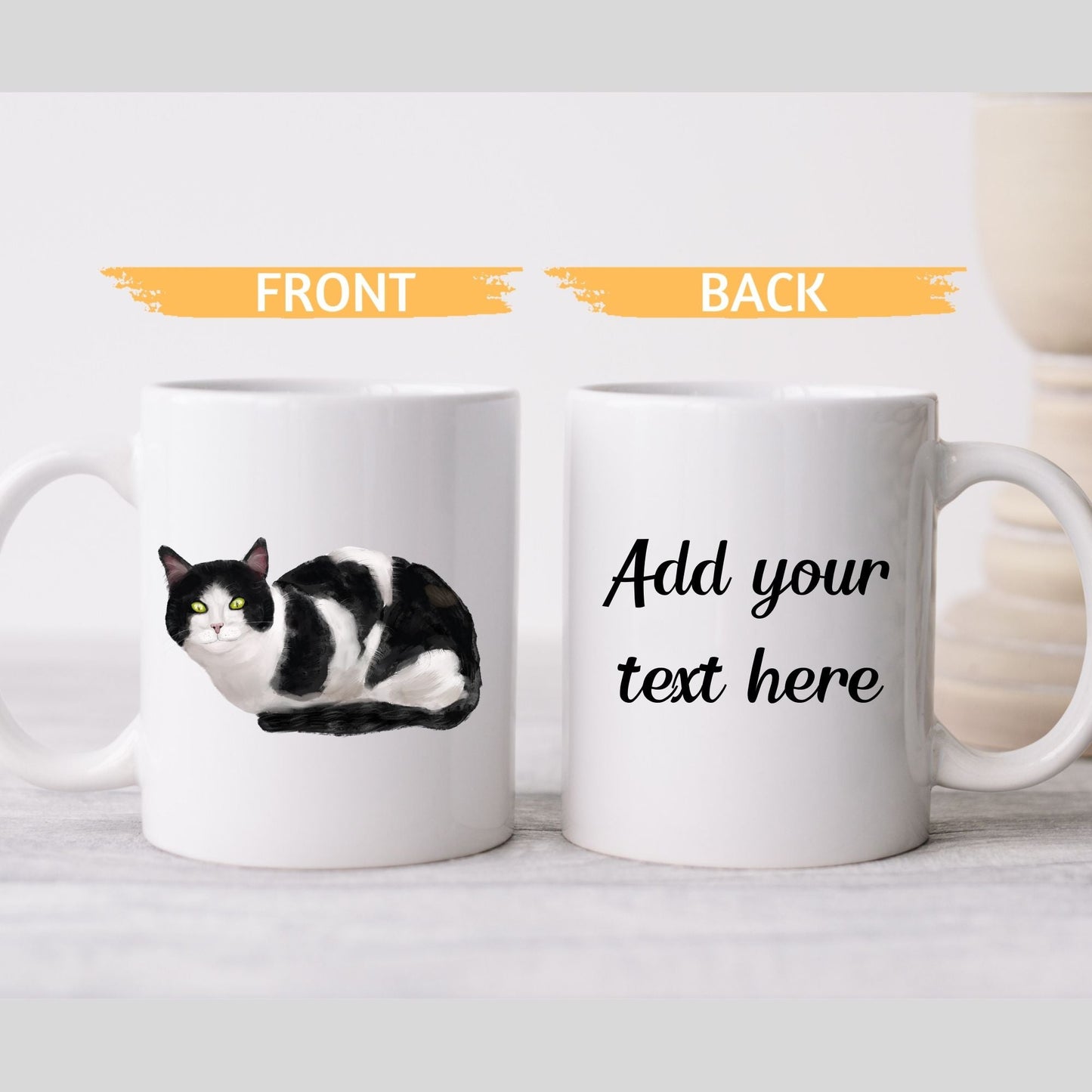 Black and White Cat Mug - MerikaArt