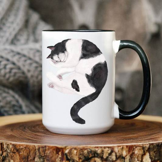 Black and White Cat Mug - MerikaArt