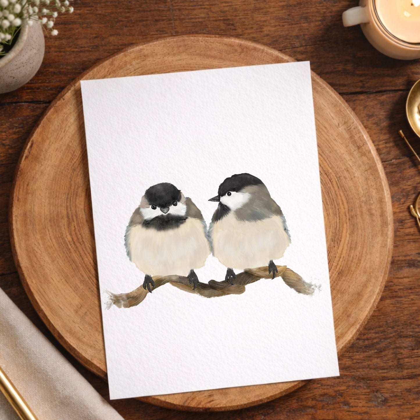 Black Capped Chickadee Postcard - MerikaArt