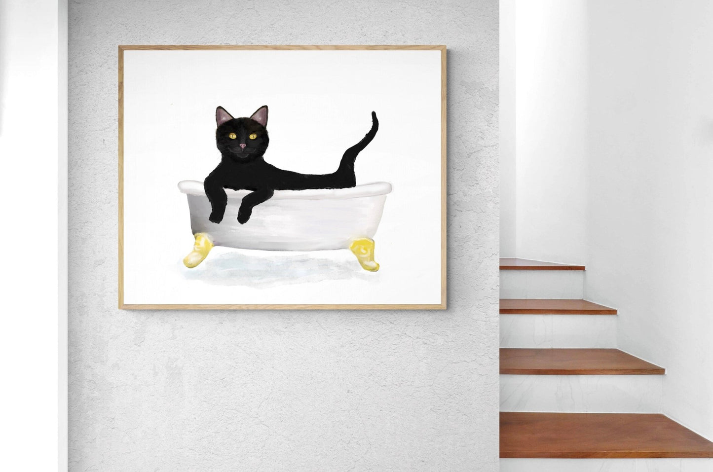 Black Cat Bathing Print - MerikaArt