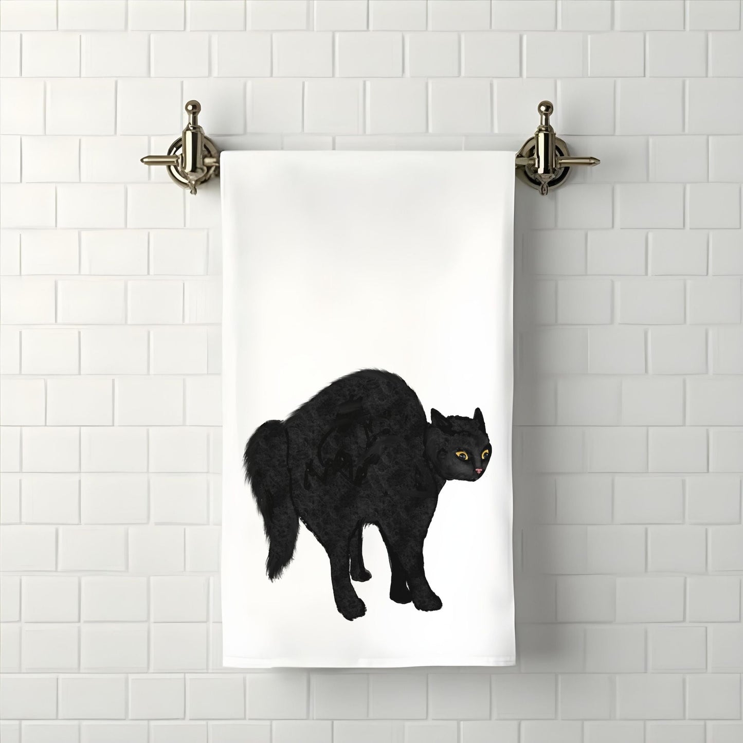 Black Cat Bathroom Towel - MerikaArt