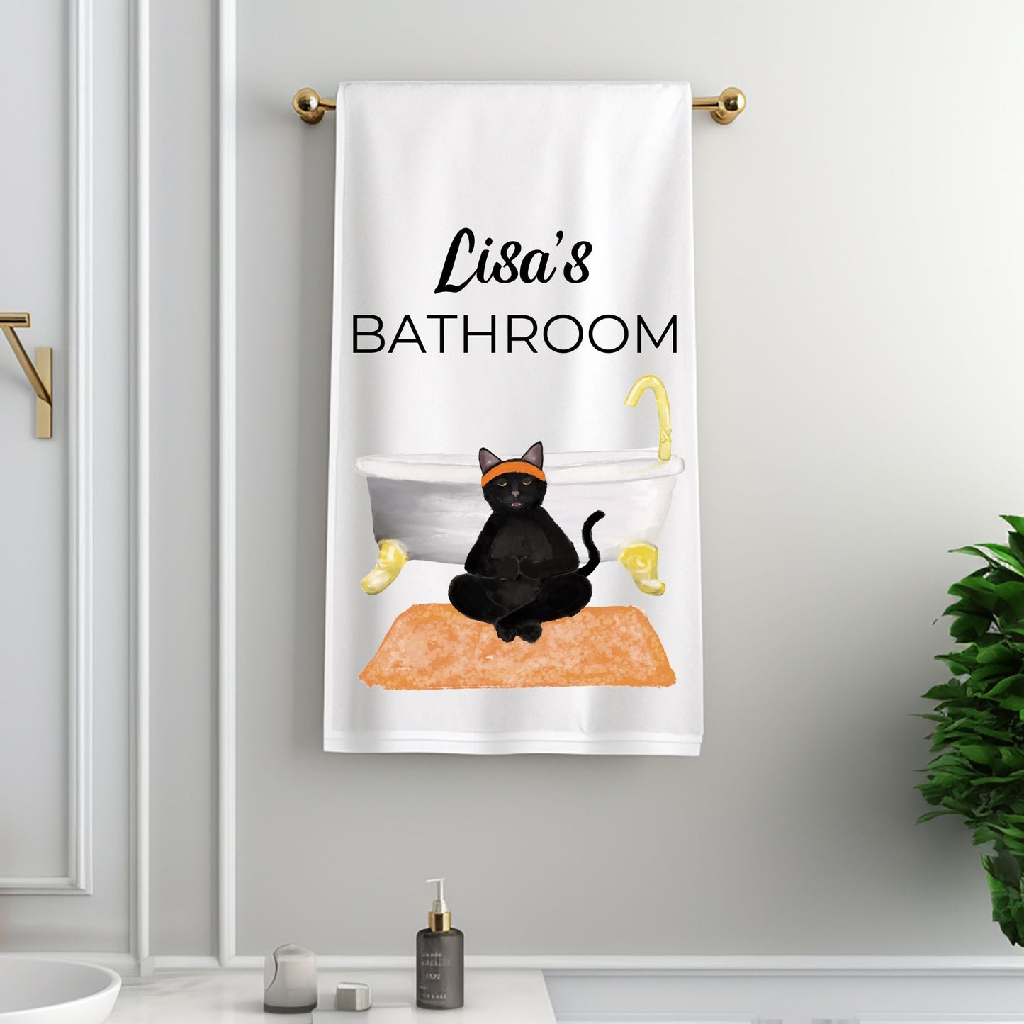 Black Cat Bathroom Towel - MerikaArt