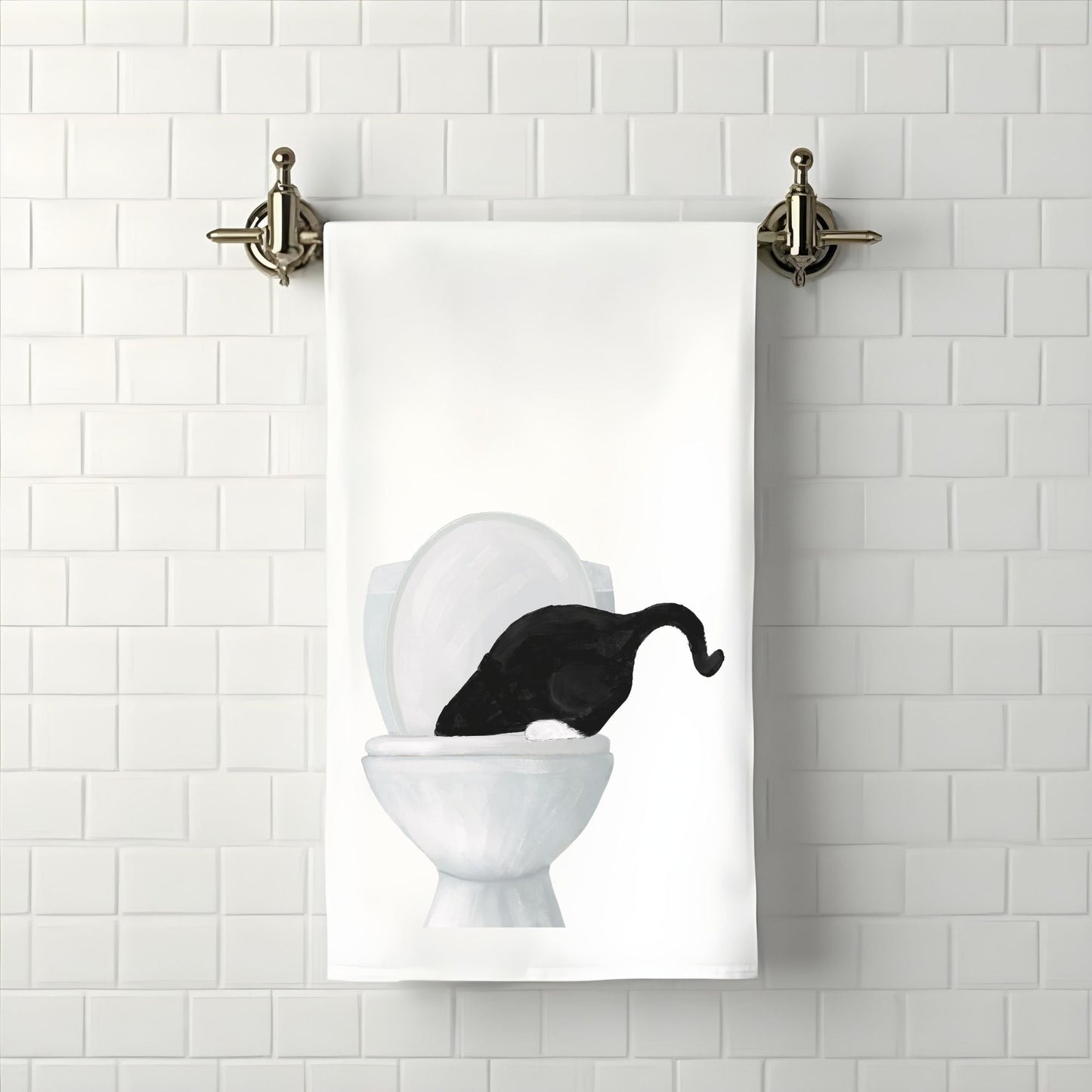 Black Cat Bathroom Towel - MerikaArt