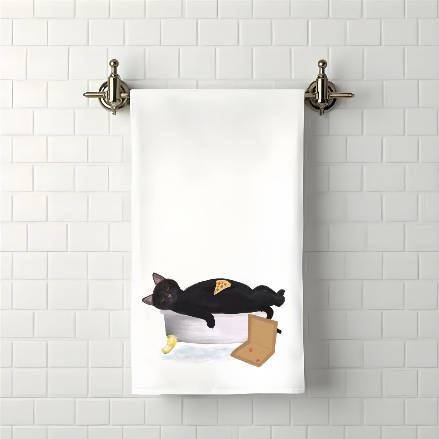Black Cat Bathroom Towel - MerikaArt
