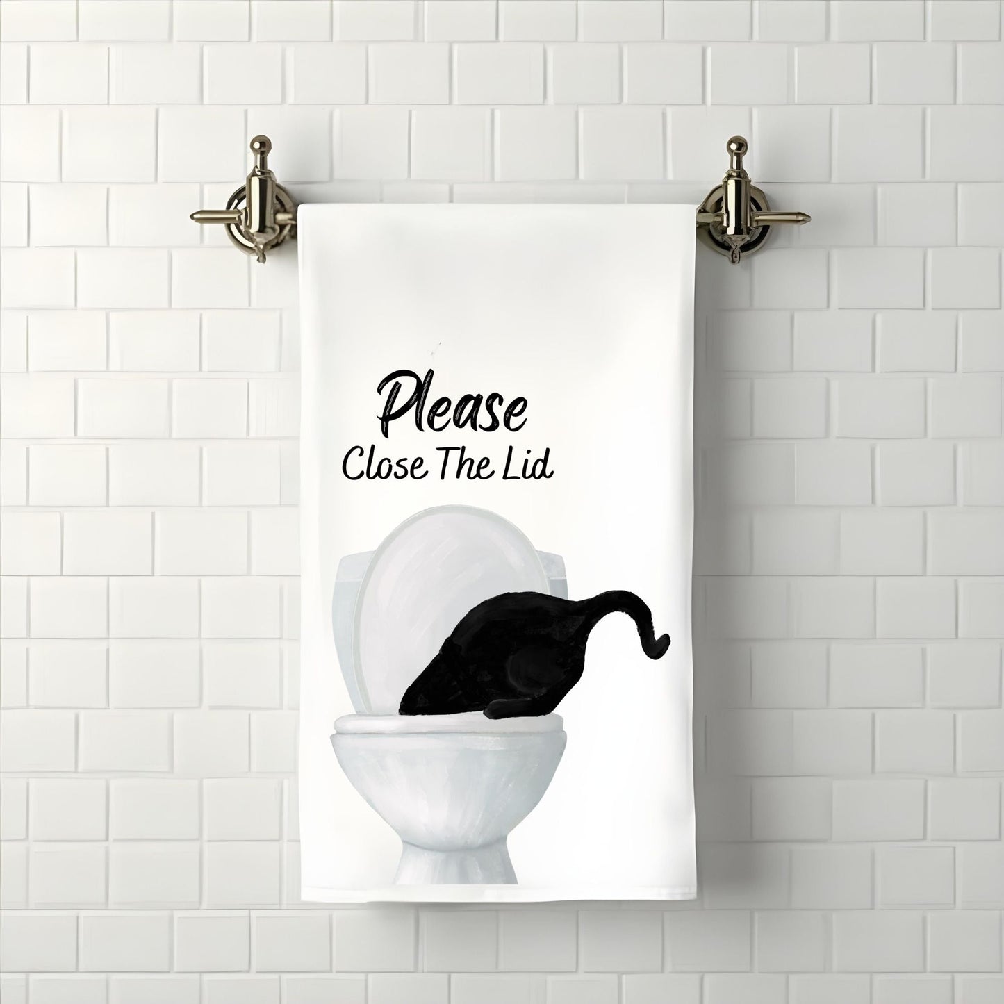 Black Cat Bathroom Towel - MerikaArt