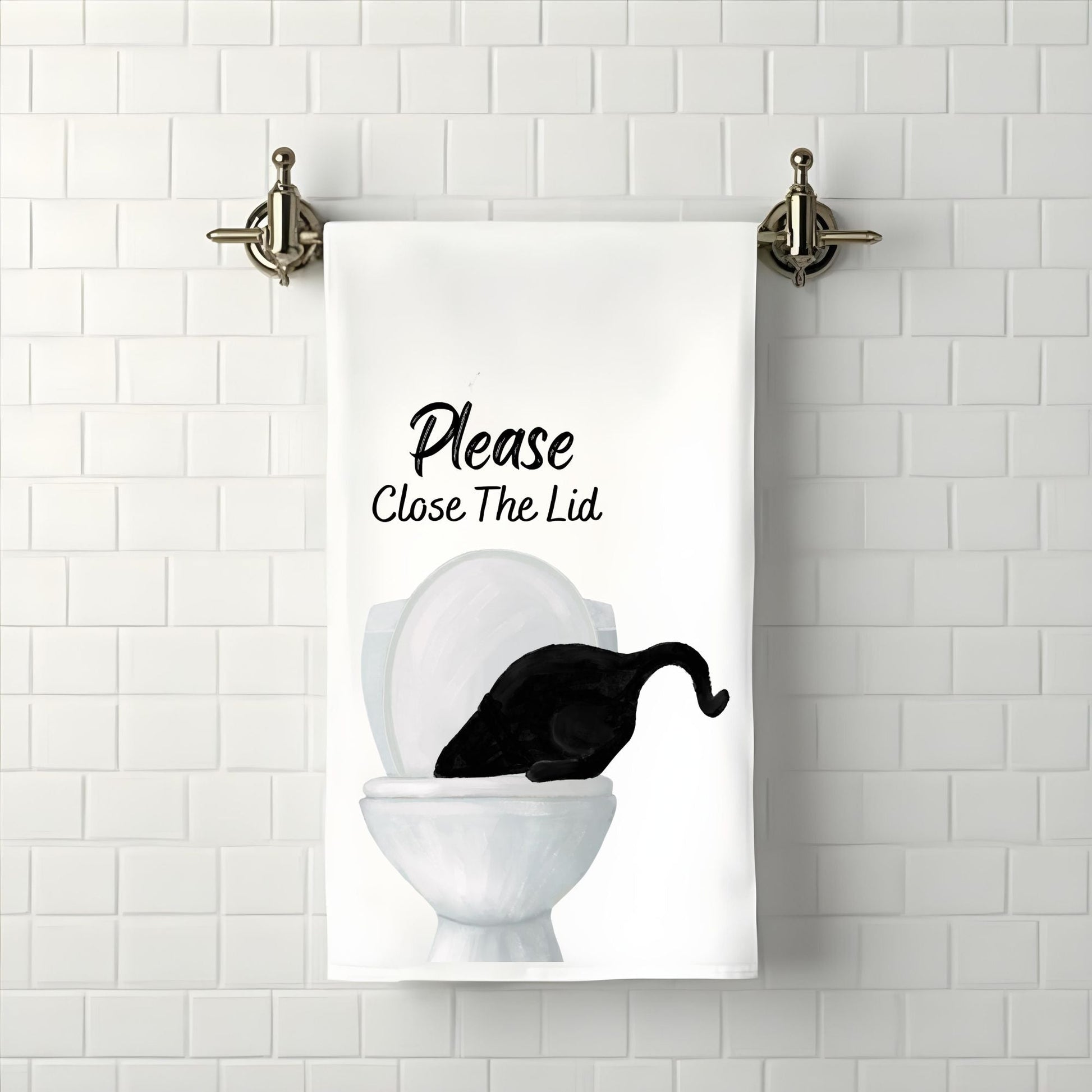 Black Cat Bathroom Towel - MerikaArt