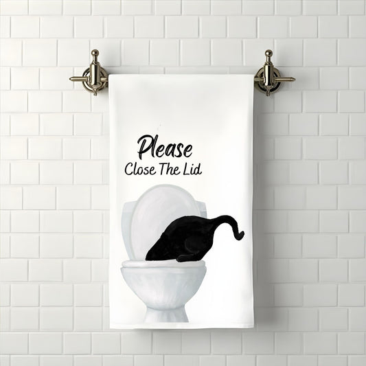 Black Cat Bathroom Towel - MerikaArt