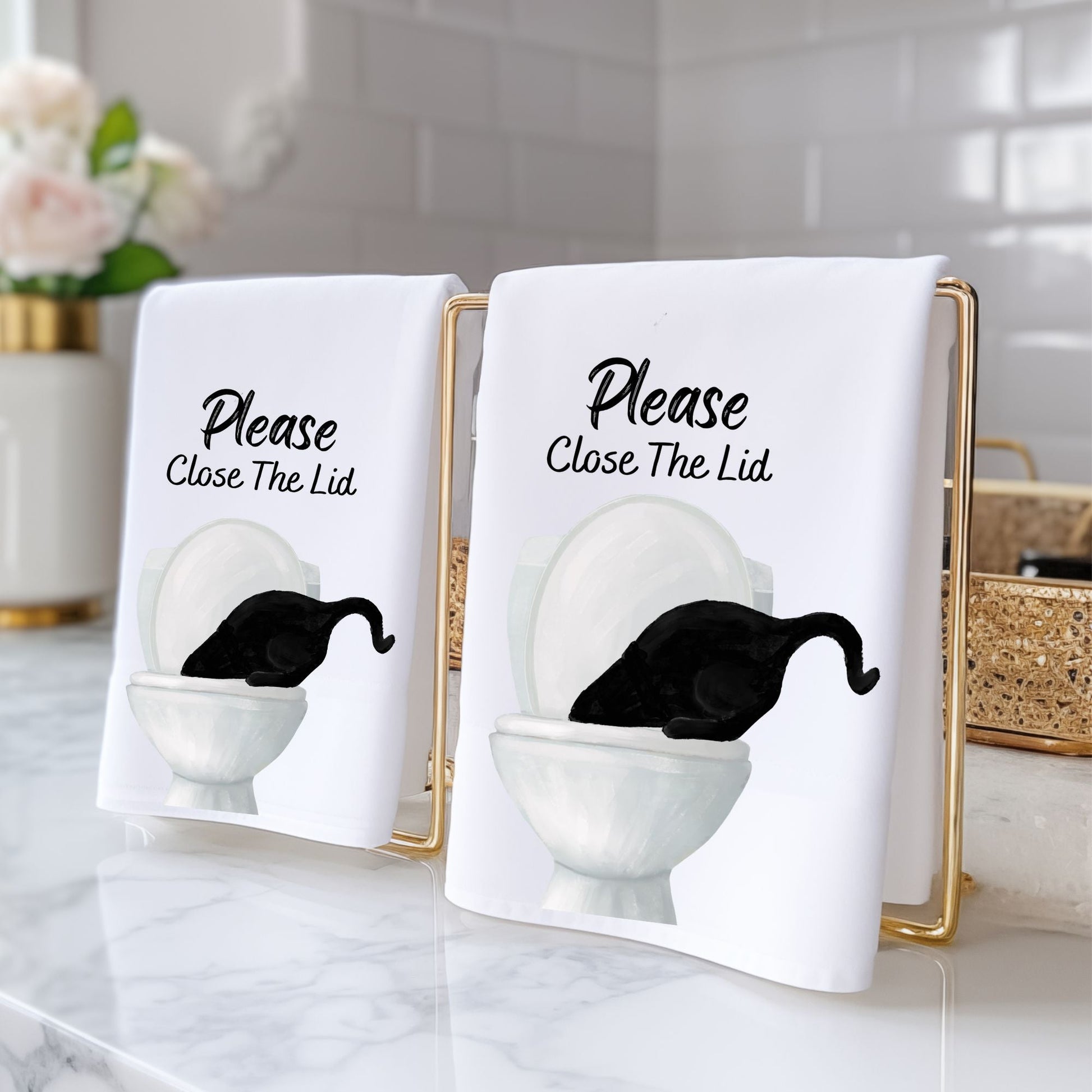 Black Cat Bathroom Towel - MerikaArt