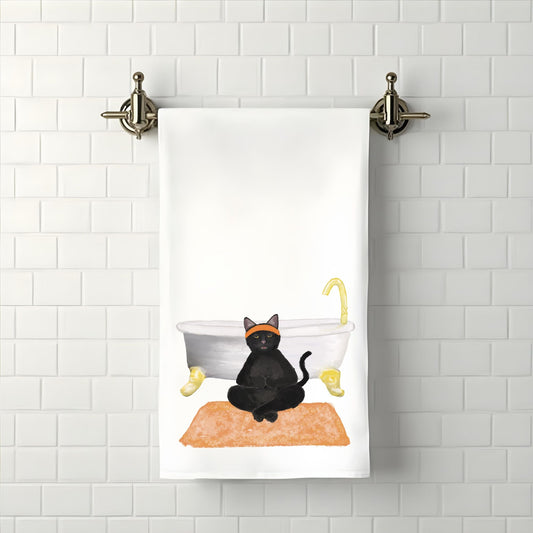 Black Cat Bathroom Towel - MerikaArt