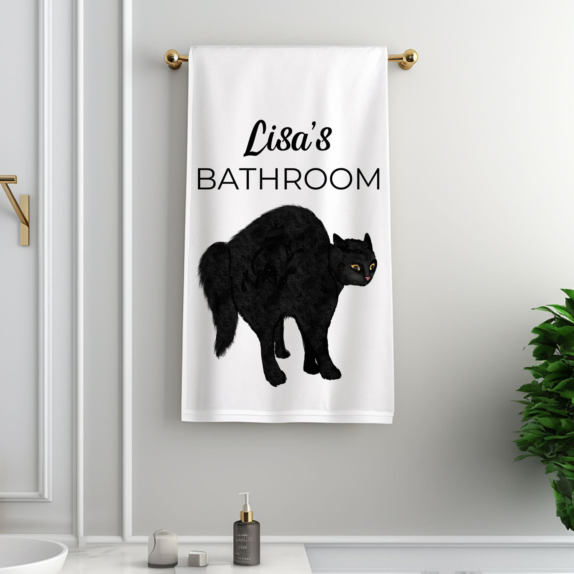 Black Cat Bathroom Towel - MerikaArt