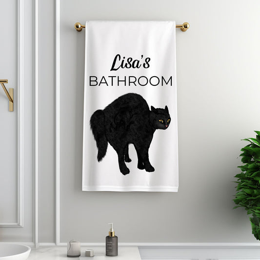 Black Cat Bathroom Towel - MerikaArt