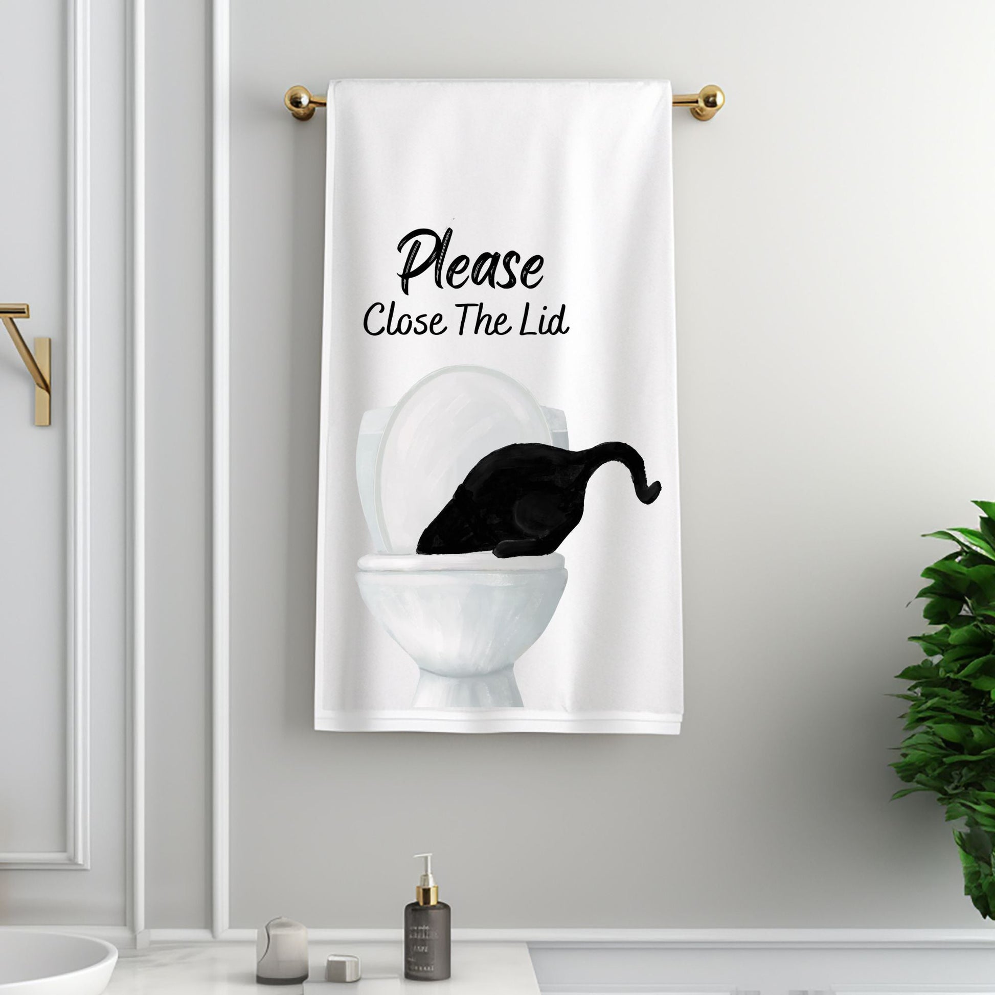 Black Cat Bathroom Towel - MerikaArt
