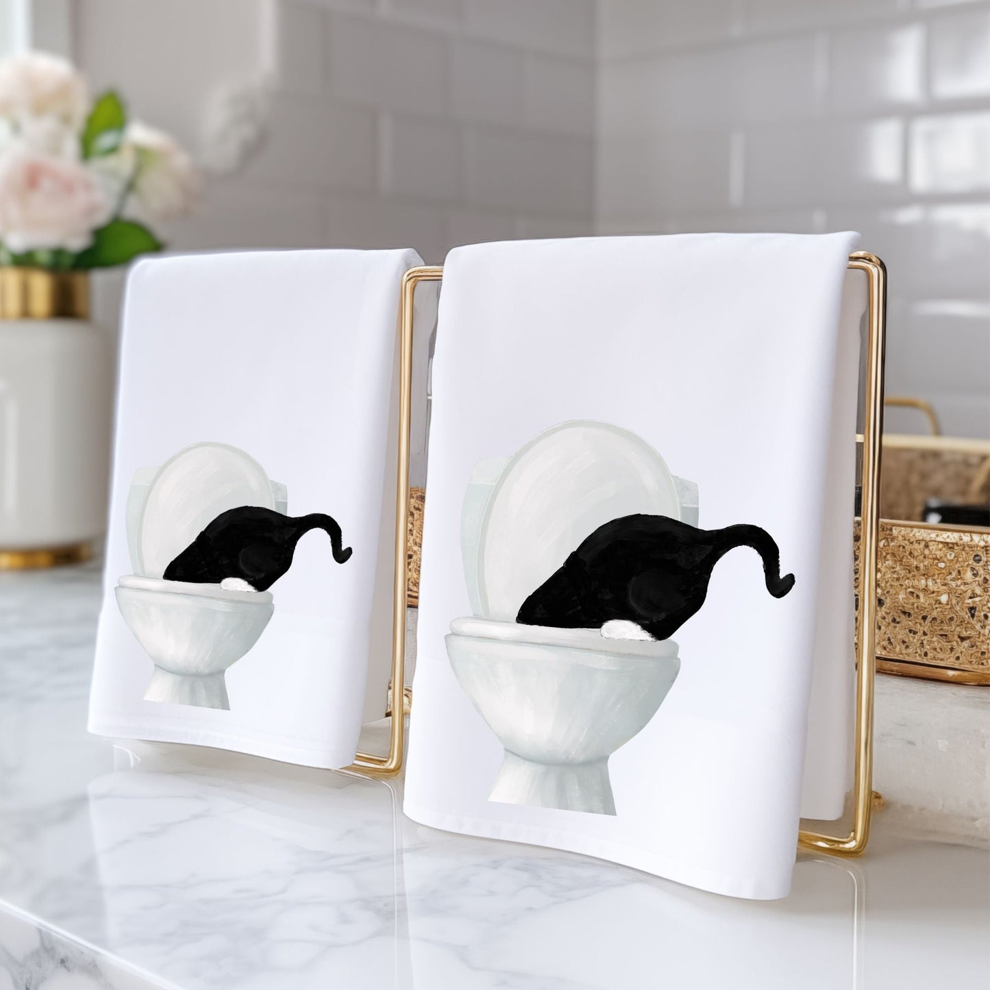 Black Cat Bathroom Towel - MerikaArt