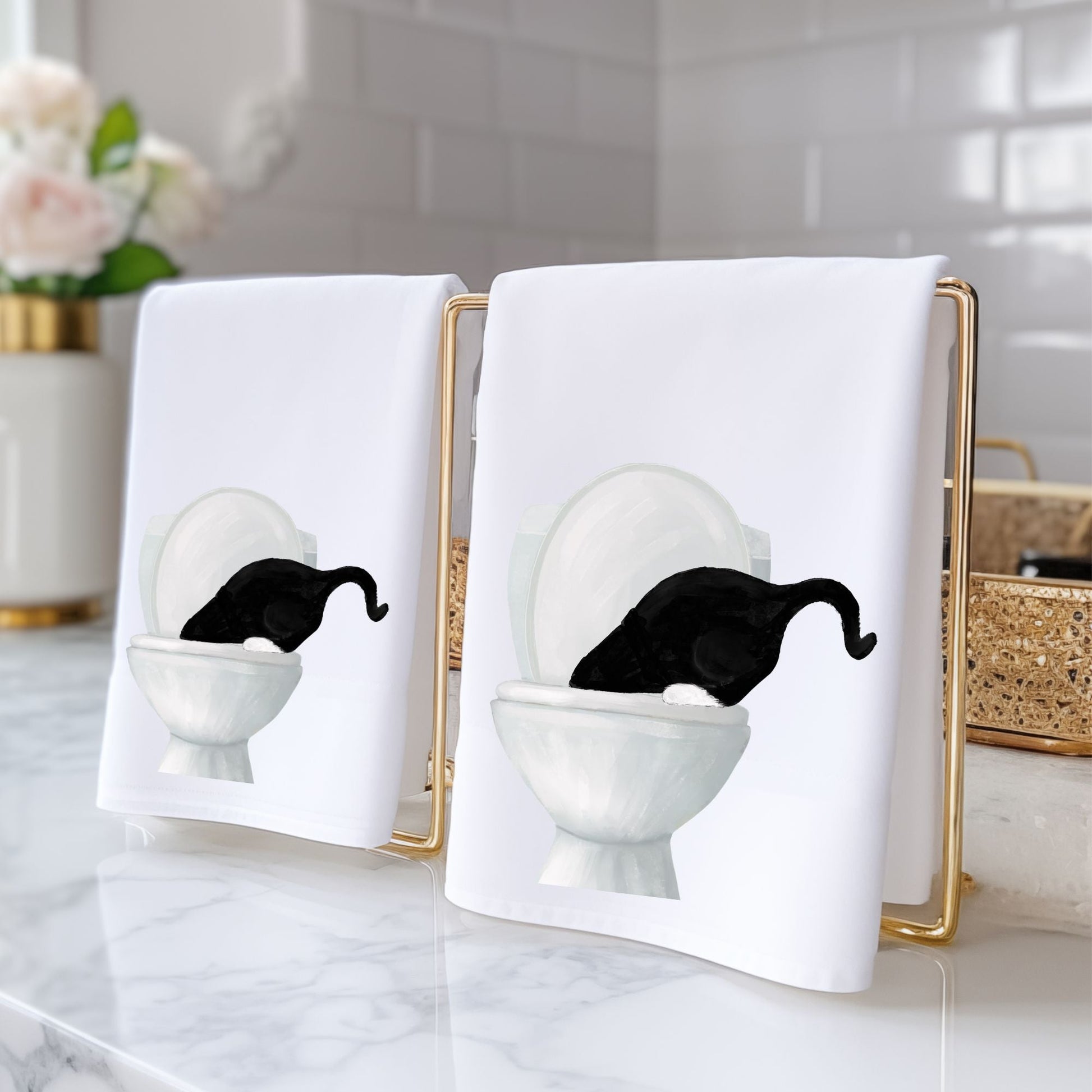 Black Cat Bathroom Towel - MerikaArt