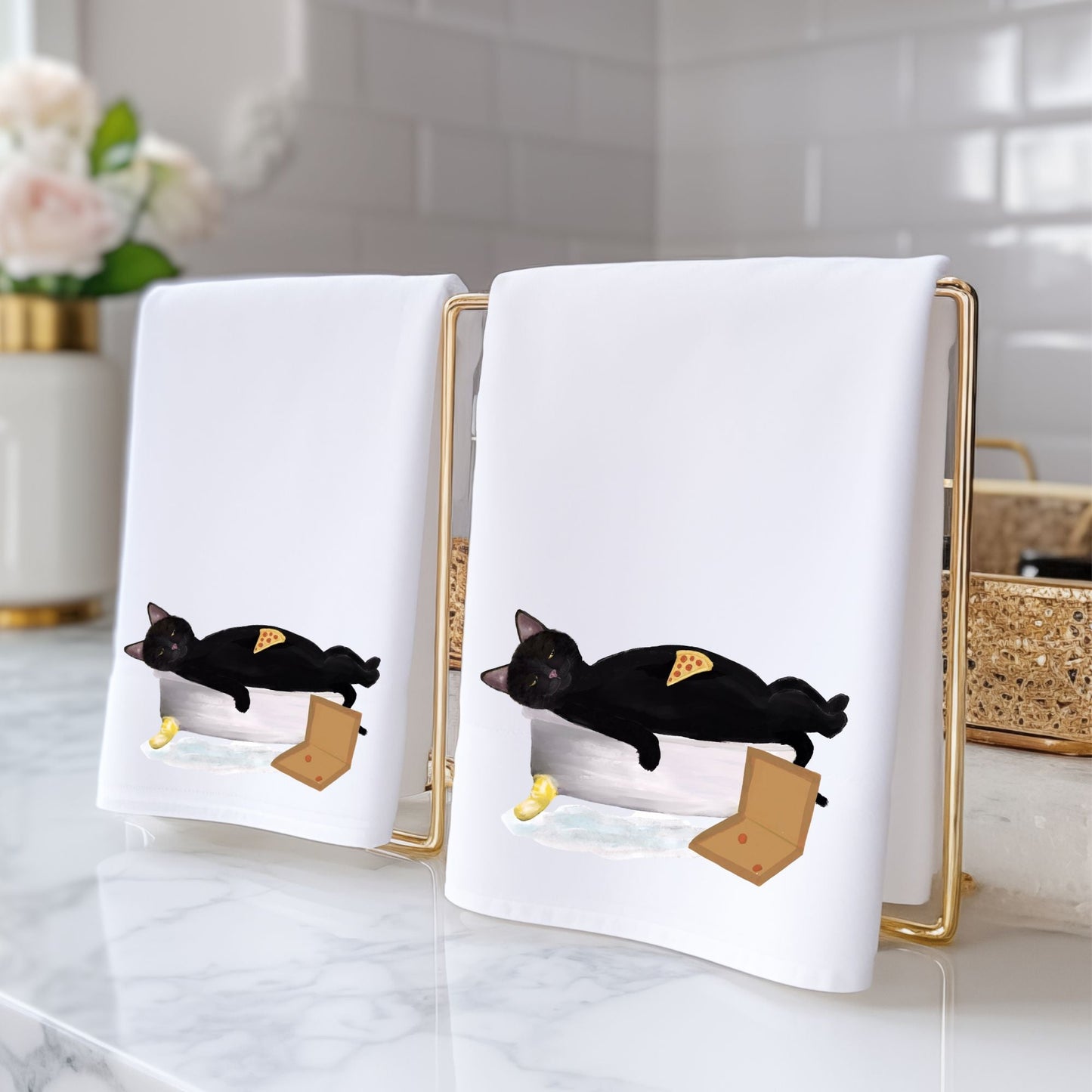 Black Cat Bathroom Towel - MerikaArt