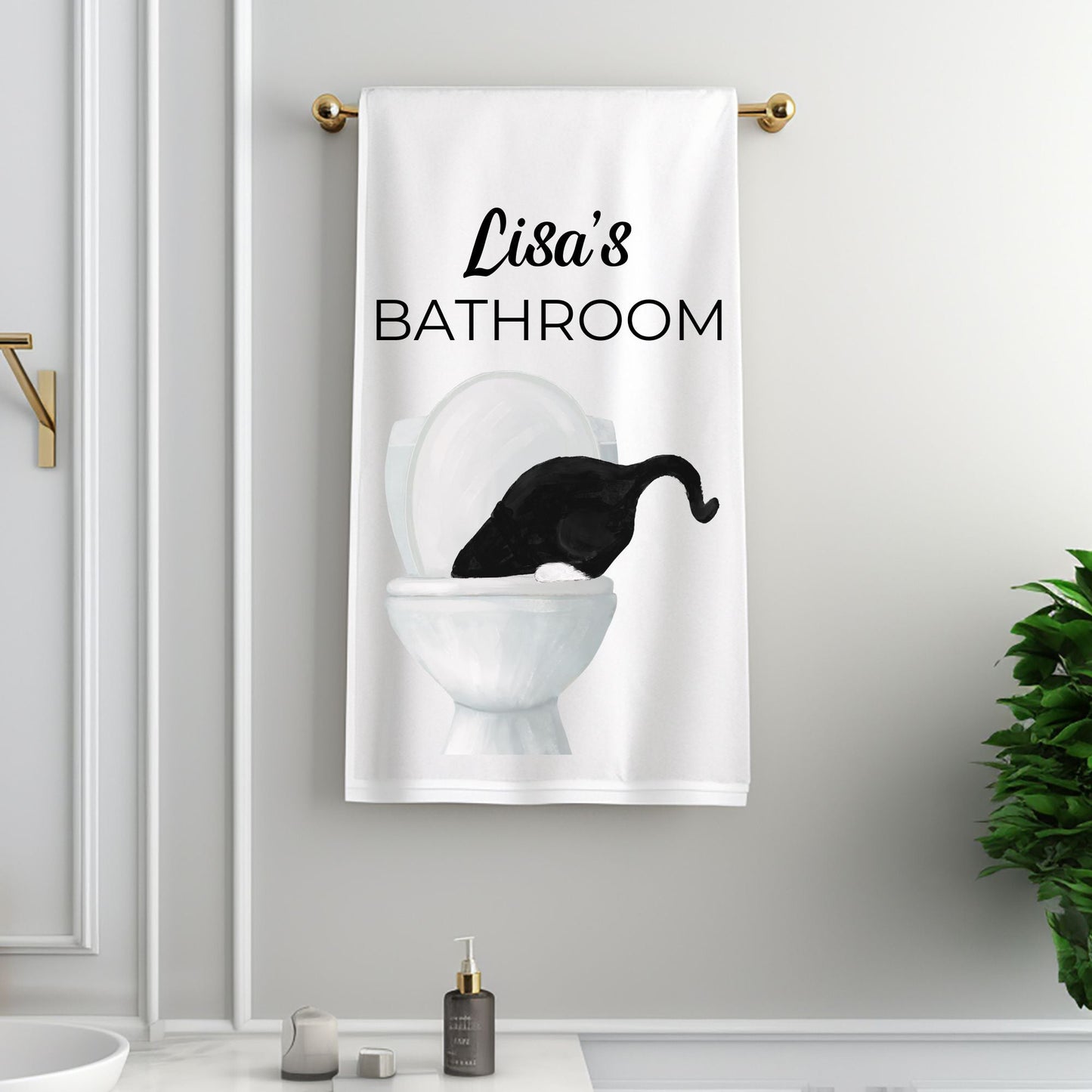 Black Cat Bathroom Towel - MerikaArt