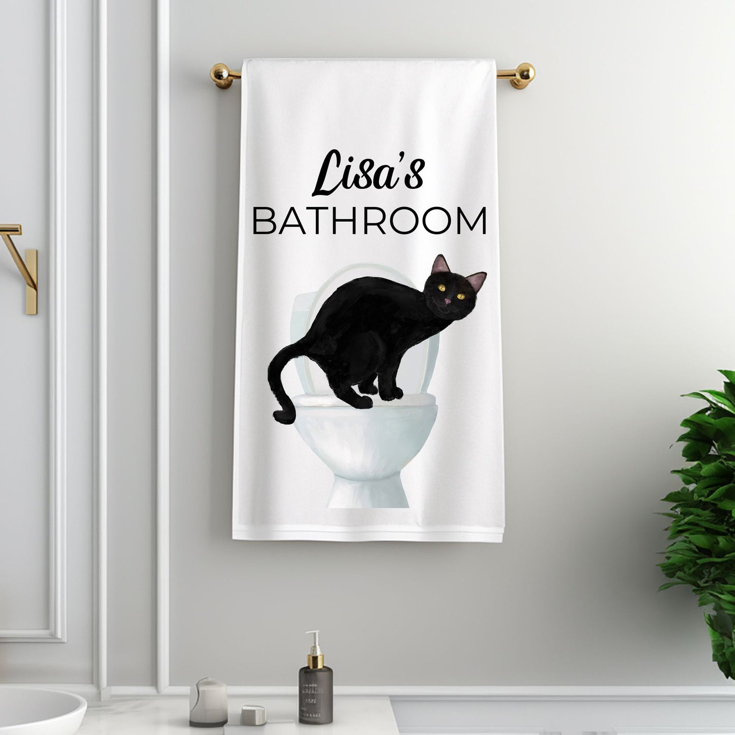 Black Cat Bathroom Towel - MerikaArt