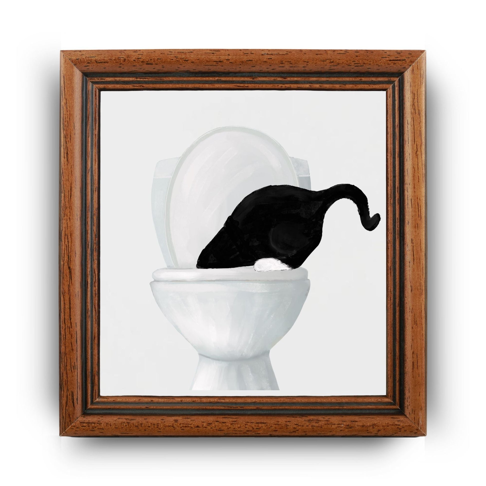 Black Cat in Toilet Adventure Ceramic Tile – Whimsical Cat Lover Decor - MerikaArt