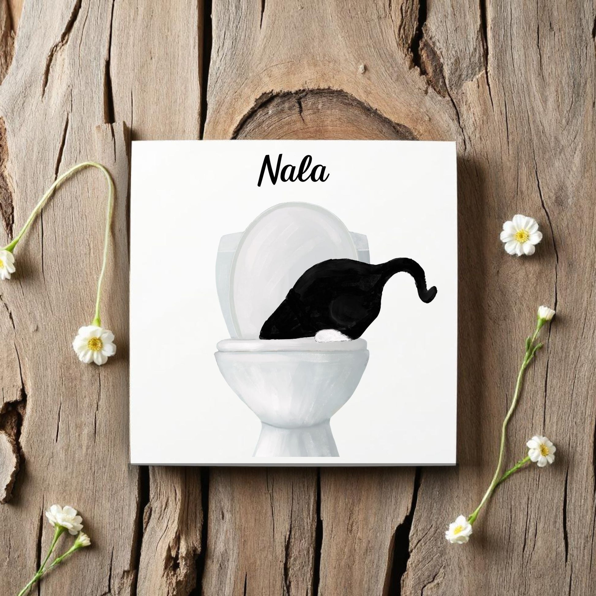 Black Cat in Toilet Adventure Ceramic Tile – Whimsical Cat Lover Decor - MerikaArt