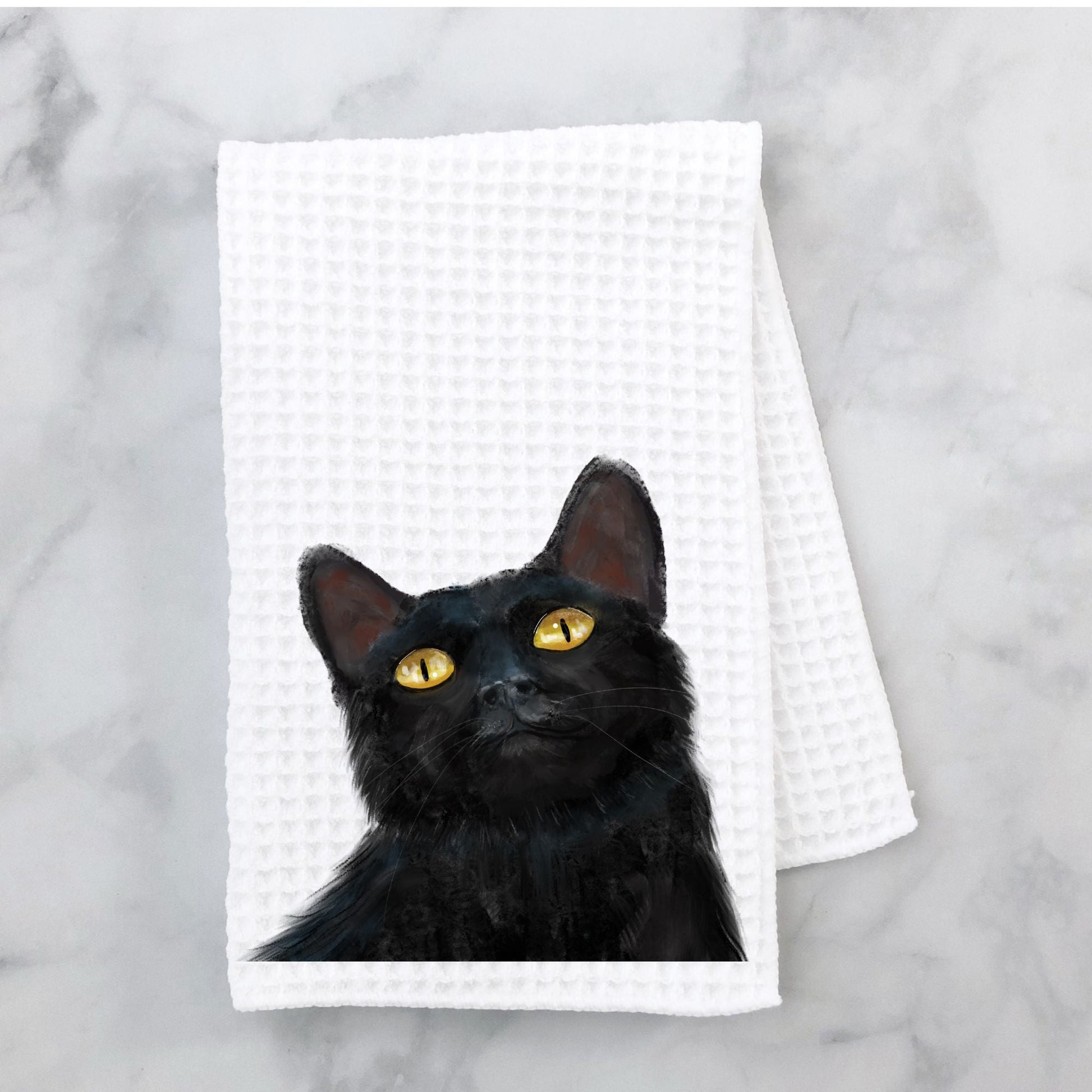 Black Cat Kitchen Towel - MerikaArt