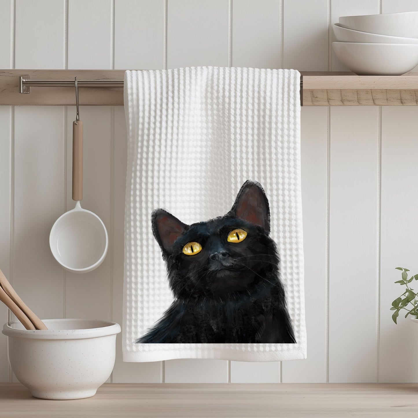 Black Cat Kitchen Towel - MerikaArt