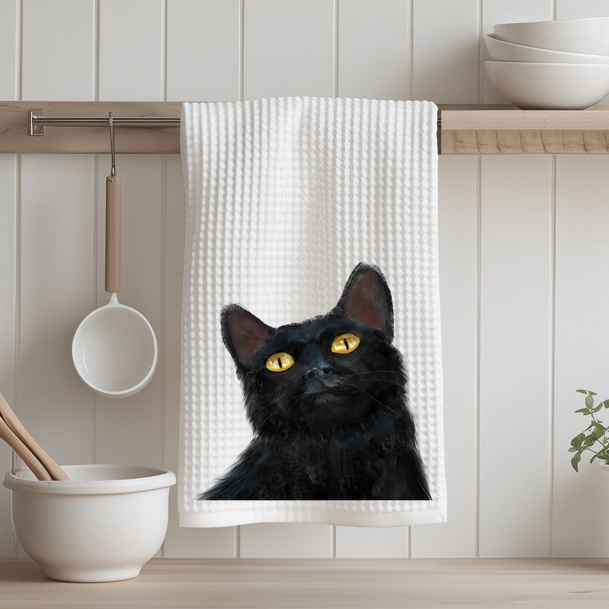 Black Cat Kitchen Towel - MerikaArt