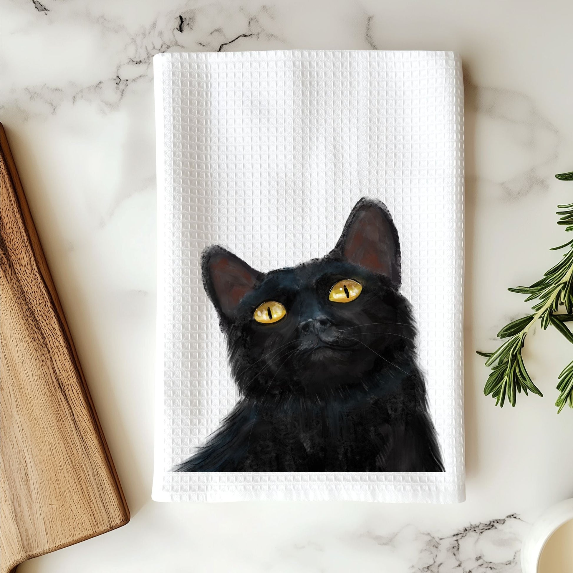 Black Cat Kitchen Towel - MerikaArt