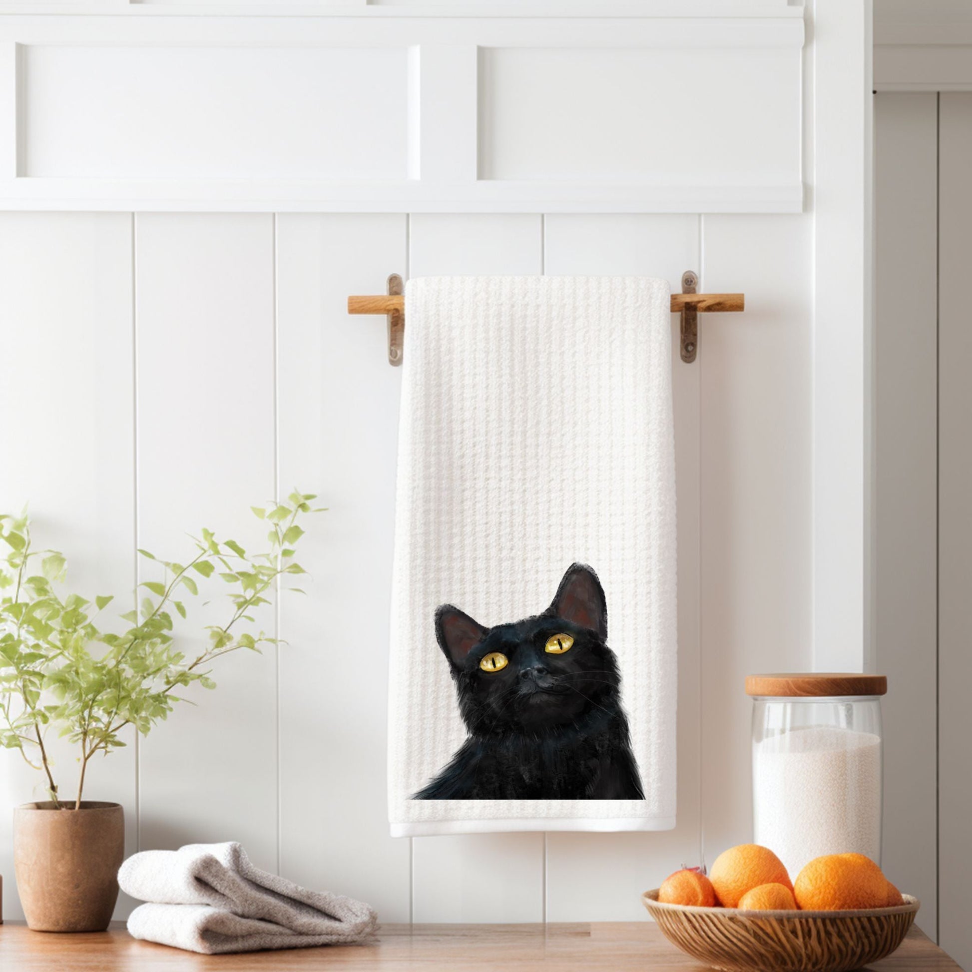 Black Cat Kitchen Towel - MerikaArt