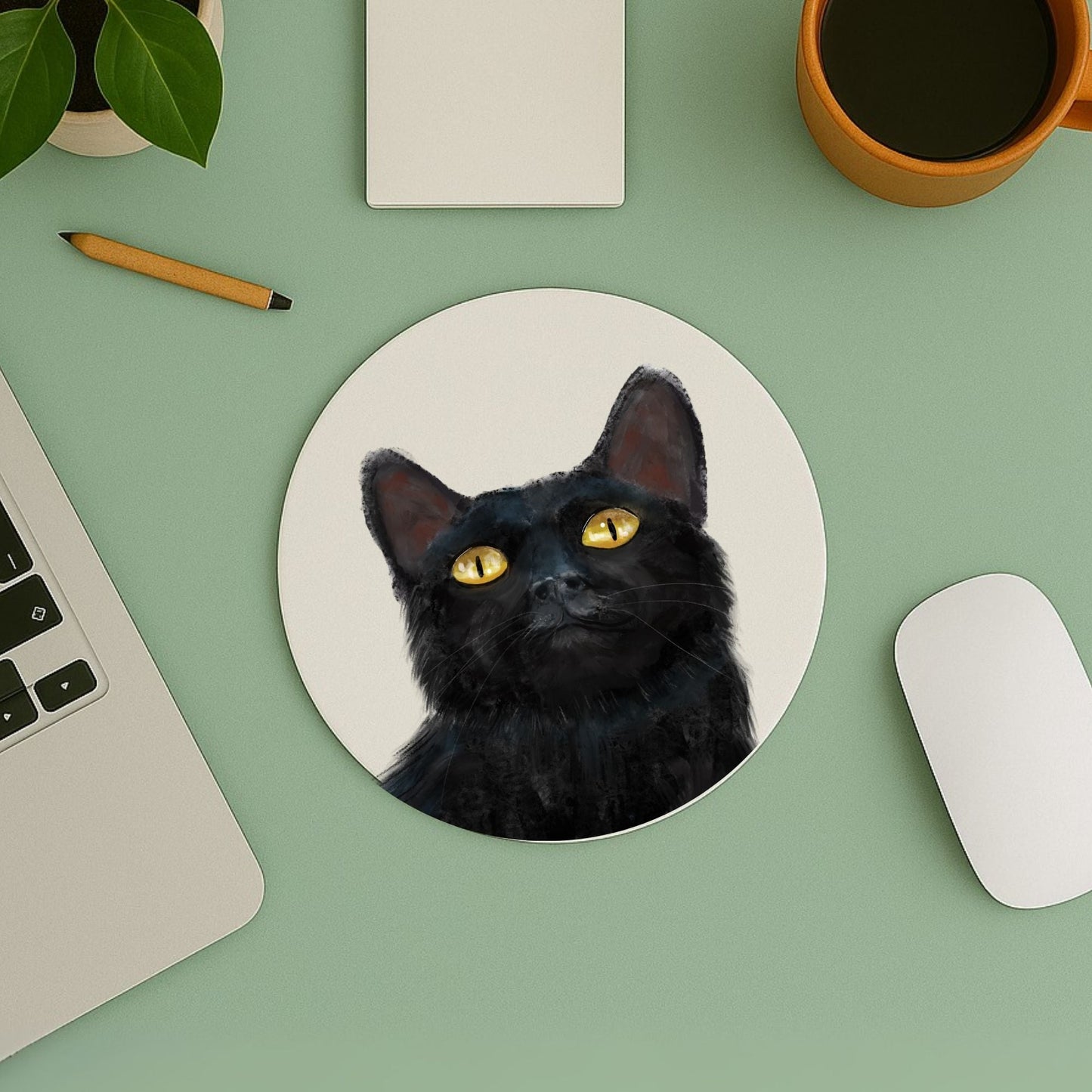 Black Cat Mousepad - MerikaArt