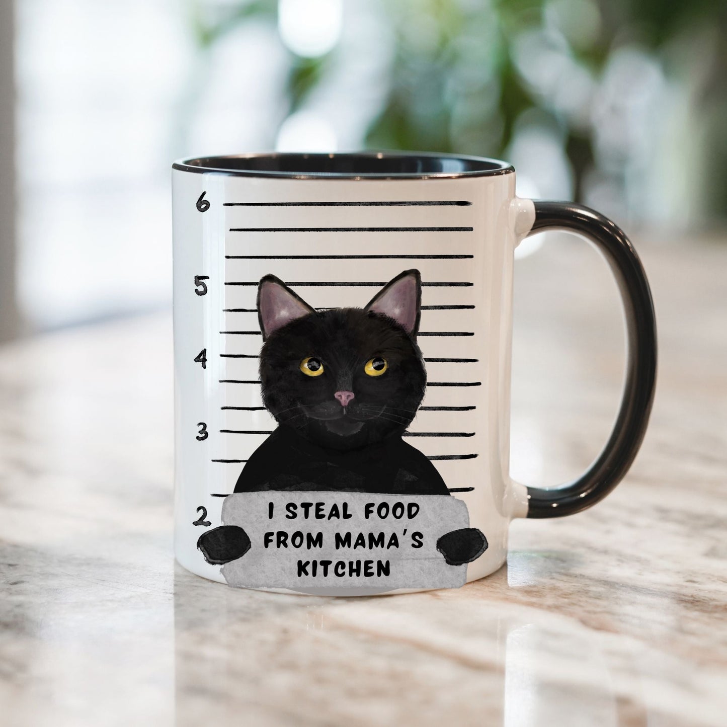 Black Cat Mugshot Mug - MerikaArt