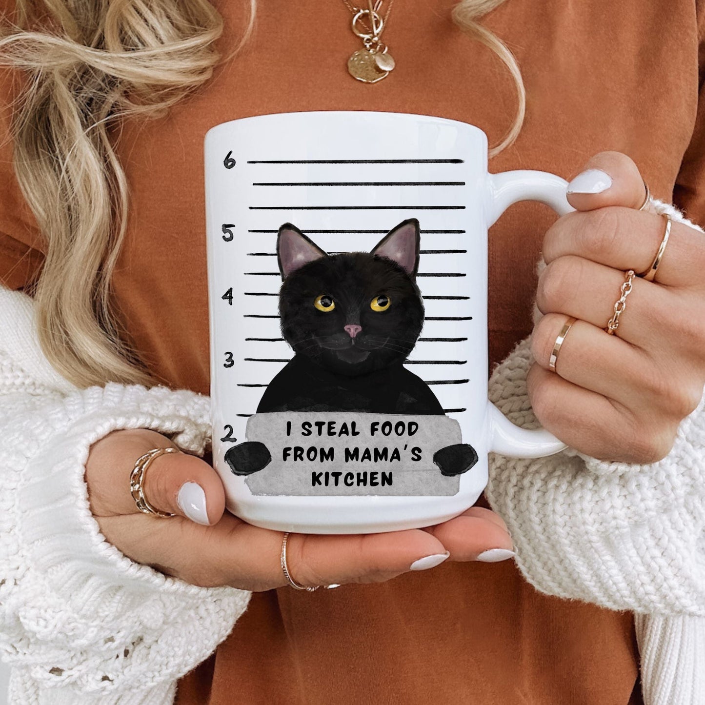 Black Cat Mugshot Mug - MerikaArt