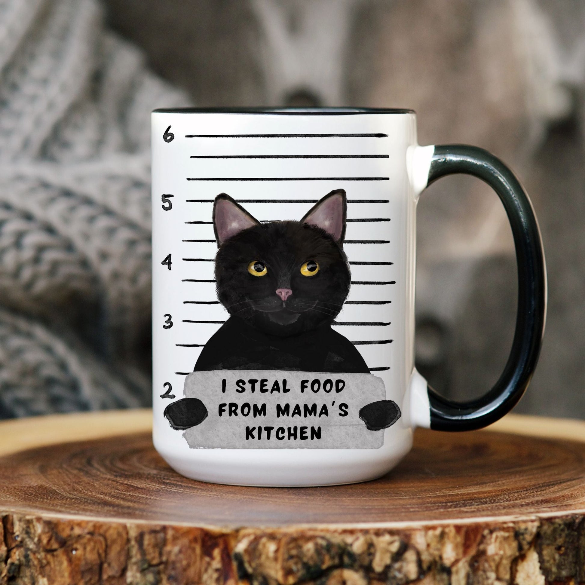 Black Cat Mugshot Mug - MerikaArt