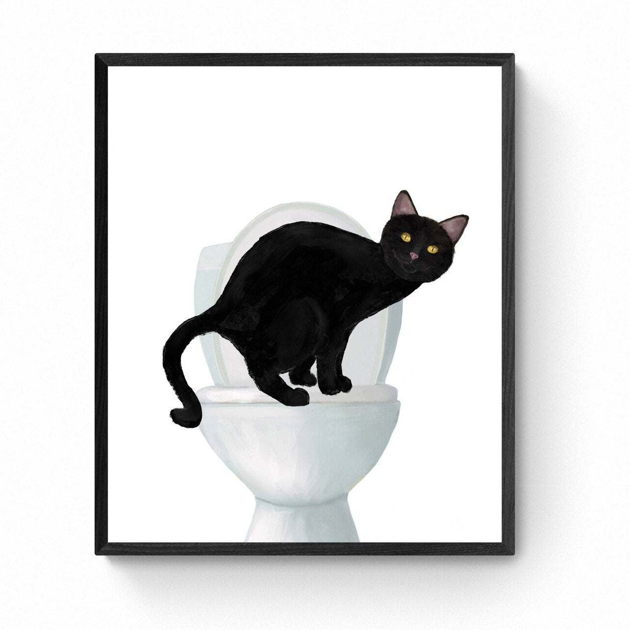 Black Cat on Toilet – Fun and Unique Cat Art Prints for Cat Lovers - MerikaArt