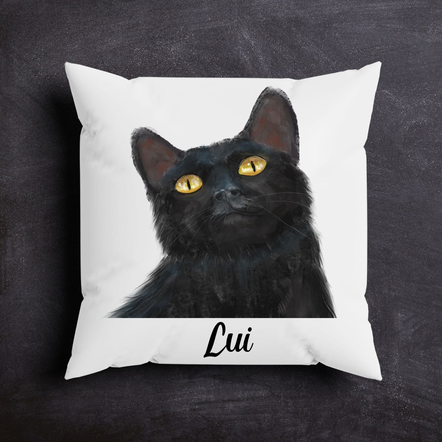 Black Cat Pillow - MerikaArt