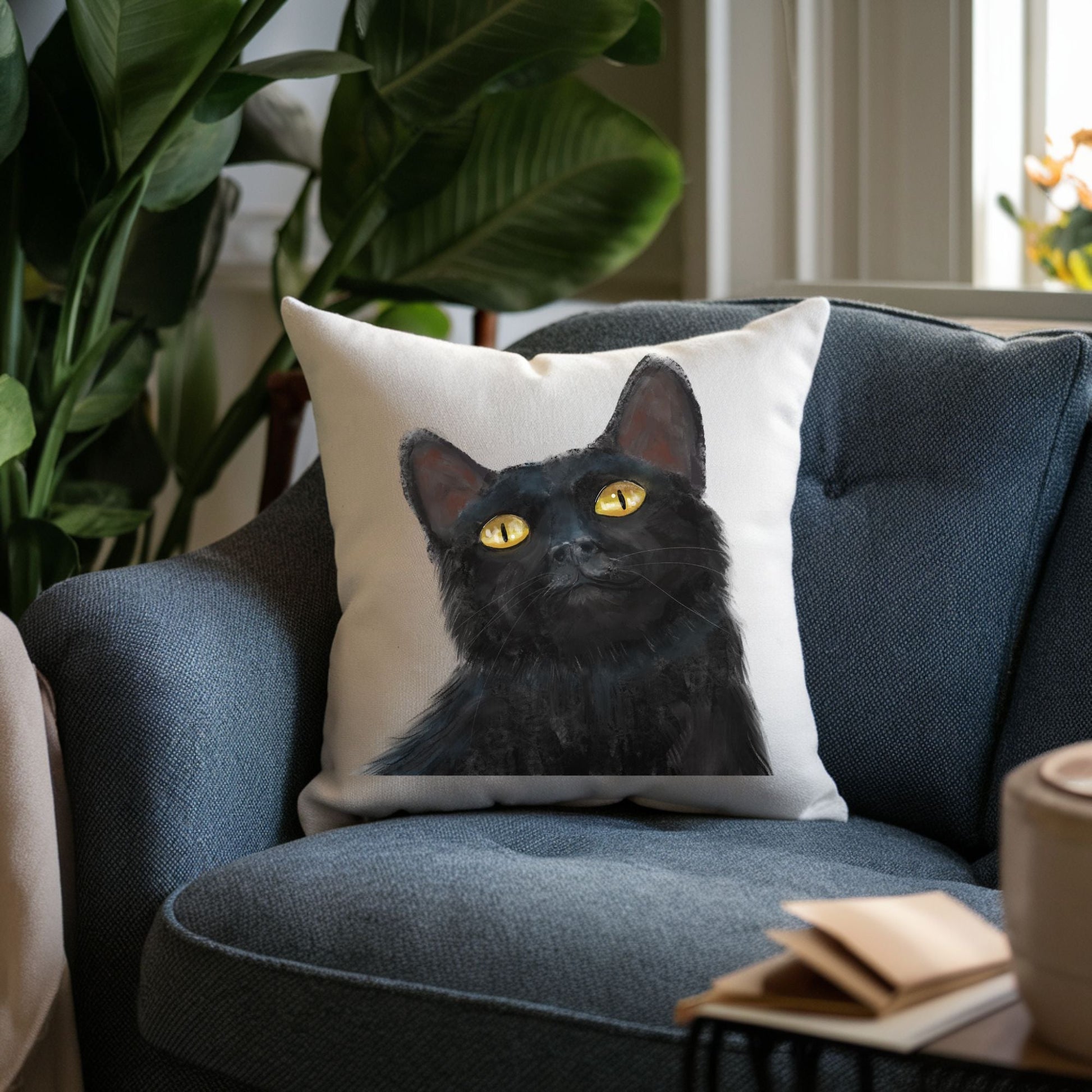 Black Cat Pillow - MerikaArt