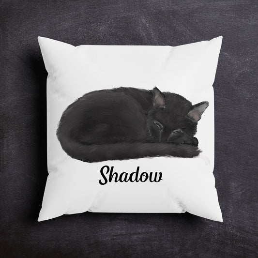 Black Cat Pillow - MerikaArt