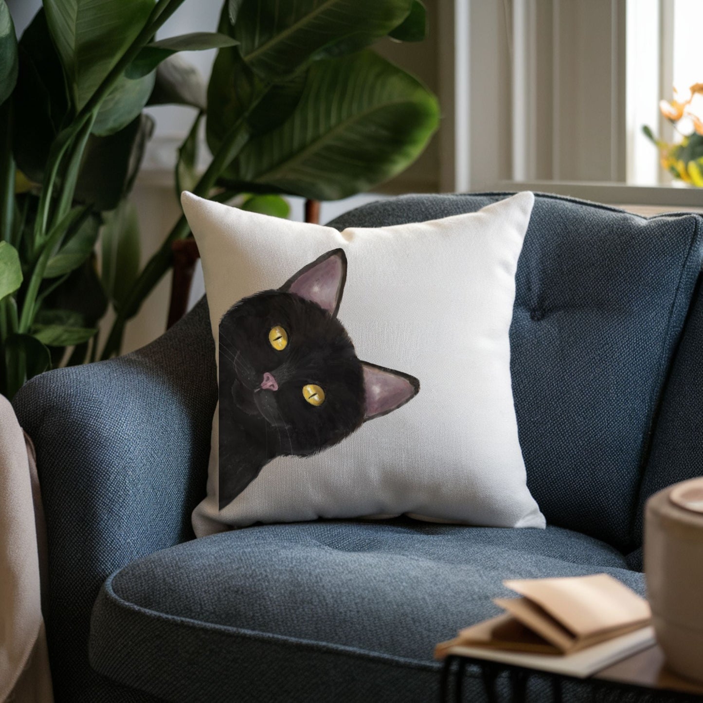 Black Cat Pillow - MerikaArt