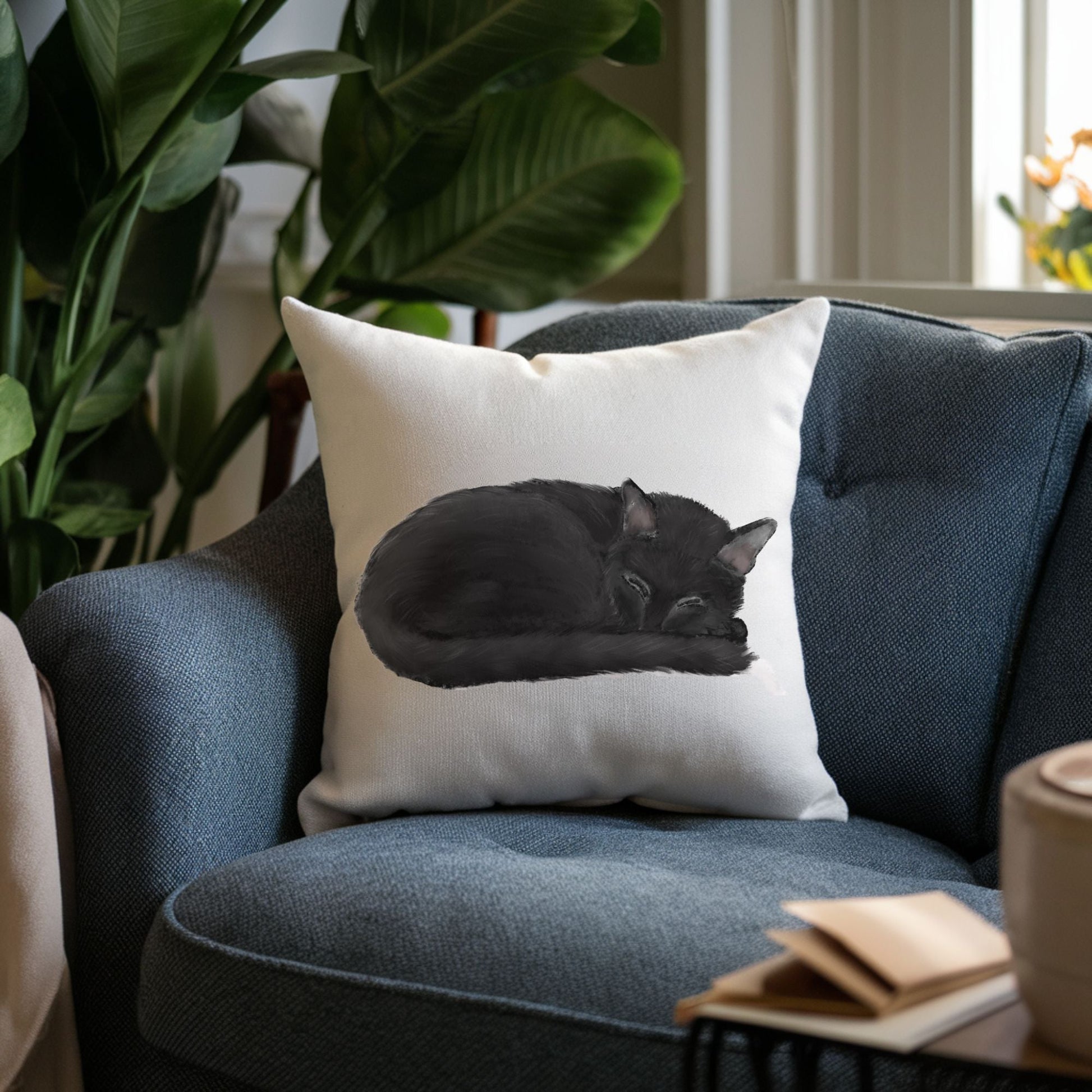 Black Cat Pillow - MerikaArt