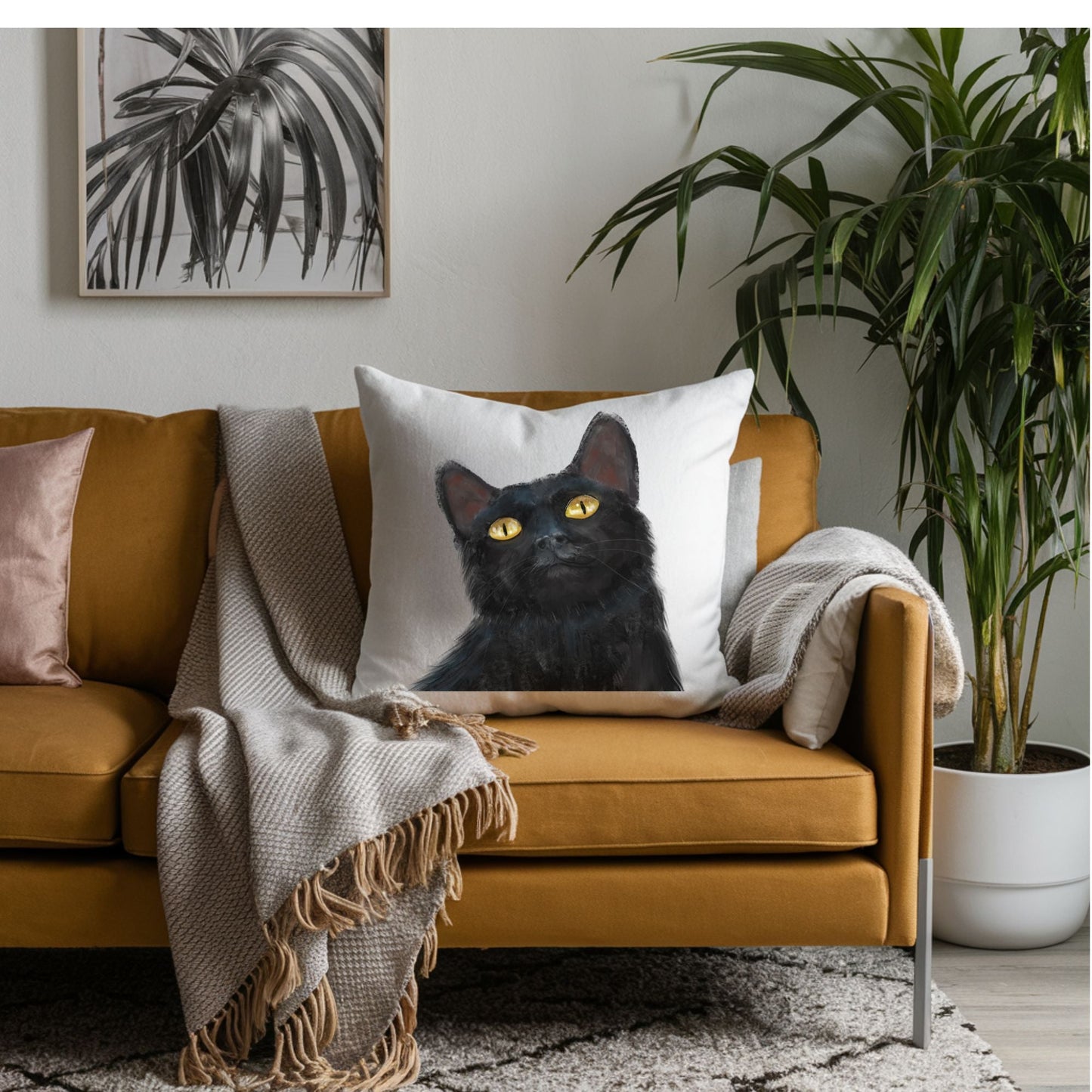Black Cat Pillow - MerikaArt
